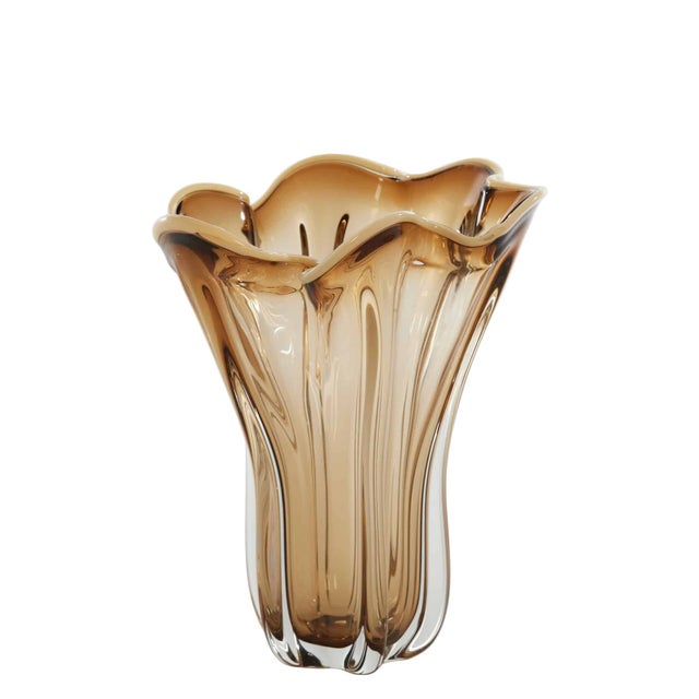 Vase Design en Verre Ligne Hayden 27cm Marron Clair