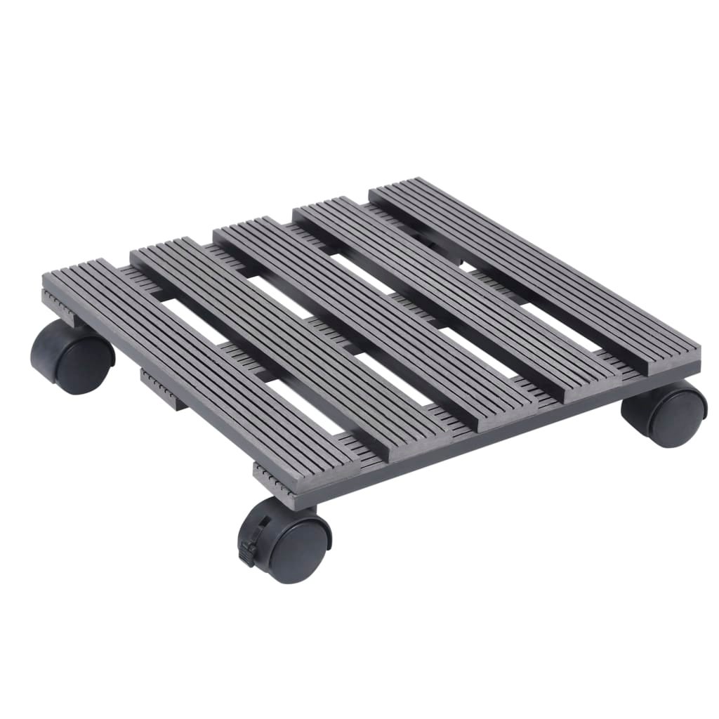Supporto per piante – Vassoio per piante con ruote rotanti | 30 cm grande contenitore per piante, carrello per piante in legno composito con ruote per interni ed esterni, patio, balcone, terrazza