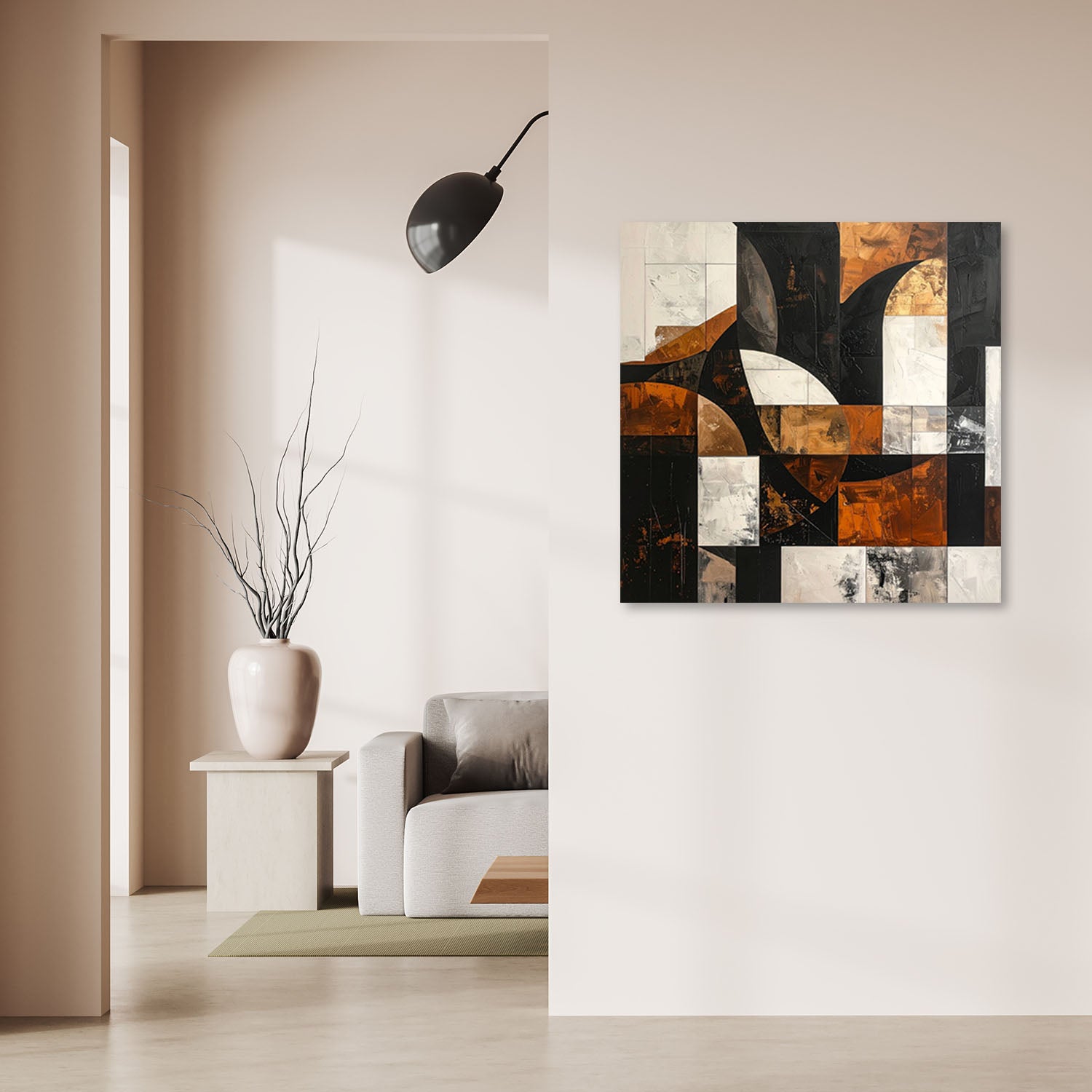 Obraz do salonu sypialni biura loftu, Geometryczne formy abstrakcja brązowy 40x40 - 2