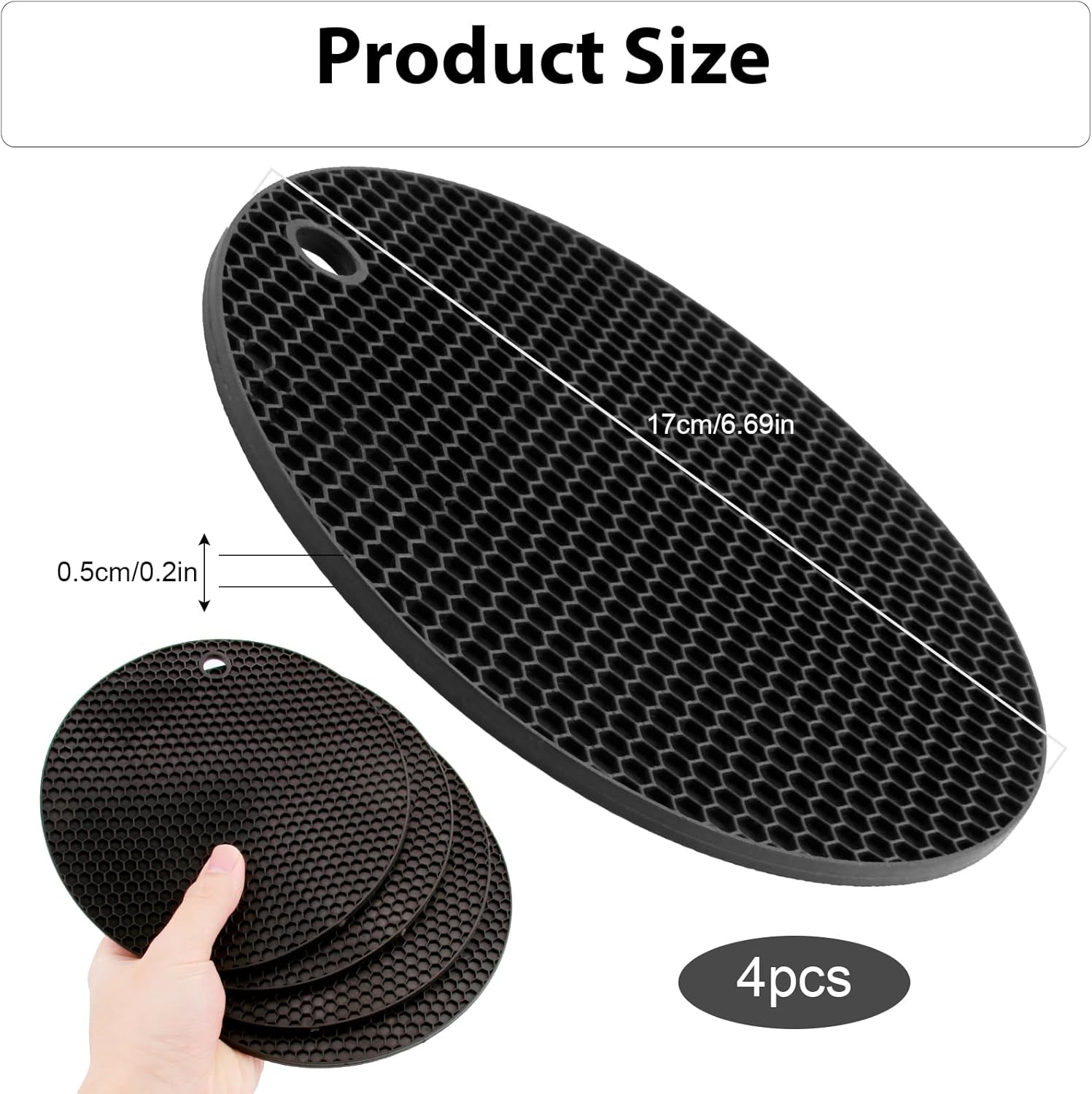 4PCS Tapis de Silicone Antidérapant, Extra Durables et Résistants à la Chaleur pour Casseroles, Poêles et Pots, Protection de Surface pour Cuisine - 2