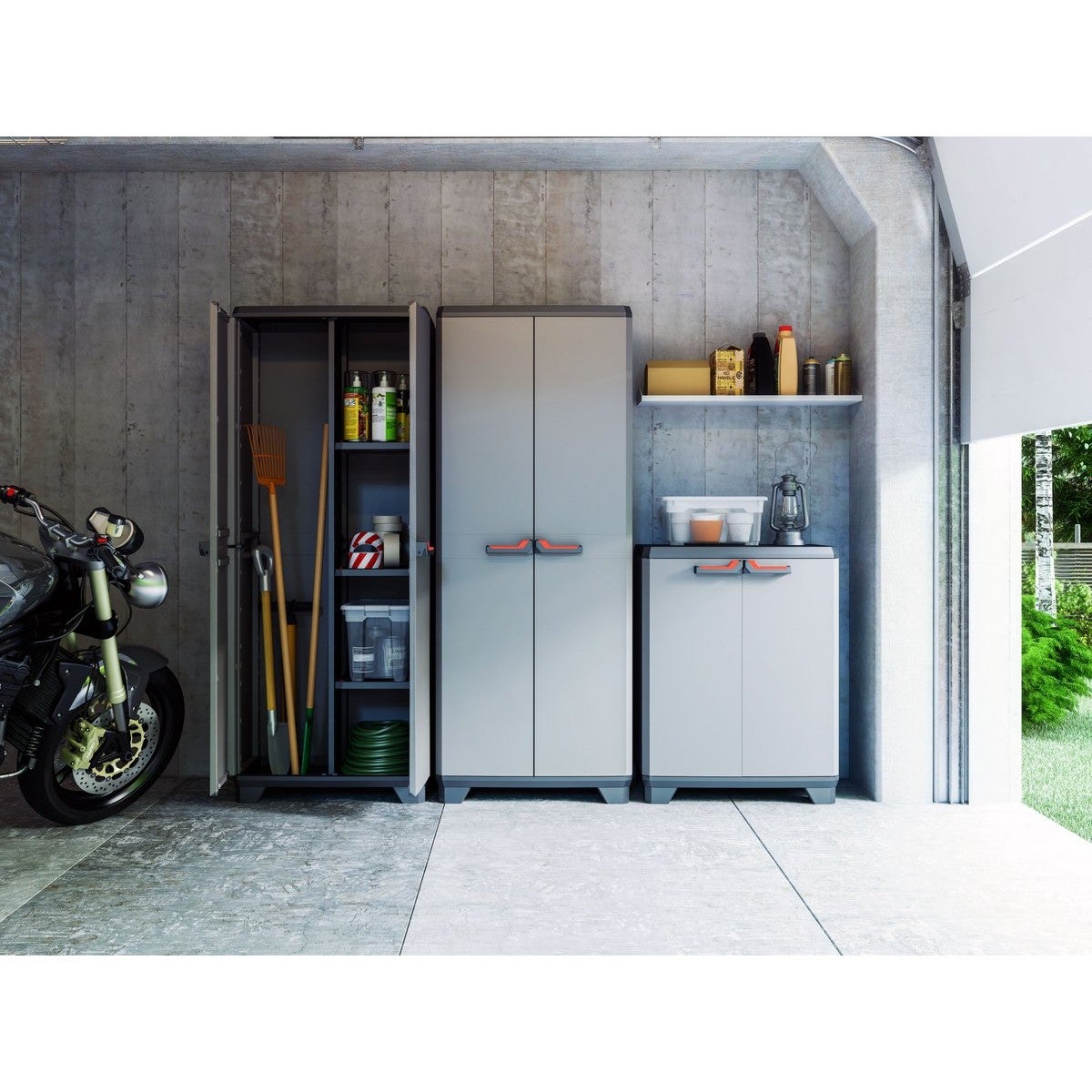 Armoire basse de Rangement Multifonctions Résine Étagères et Pieds 39 x 68 x 90 cm KETER - 6