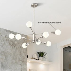 NIUNIAJ Lampadario Soggiorno Industriale,8 Luci Plafoniera Soffitto Vintage E27,Lampada Da Soffitto Nero,Plafoniera Sputnik Vintage Per Camera Da Letto, Soggiorno,Cucina.Diametro 85CM(Senza Lampadina - Foto 11
