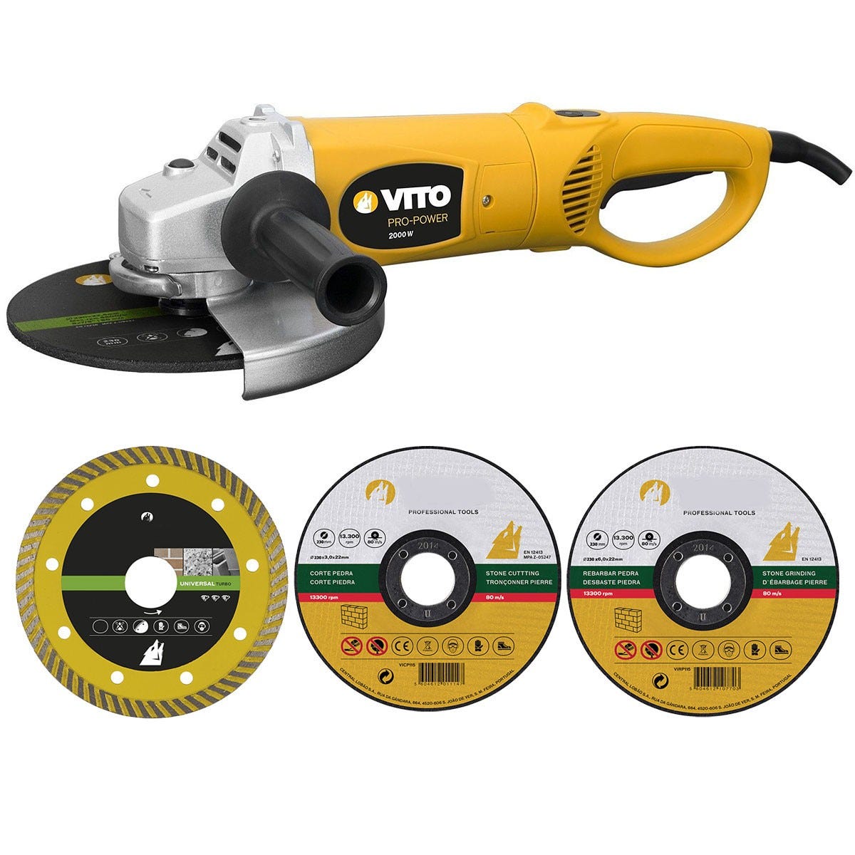 Confezione Smerigliatrice Angolare 2200W 3 Dischi Abrasivi 230mm Pietra Marmo Granito VITO | Leroy Merlin - Foto 7