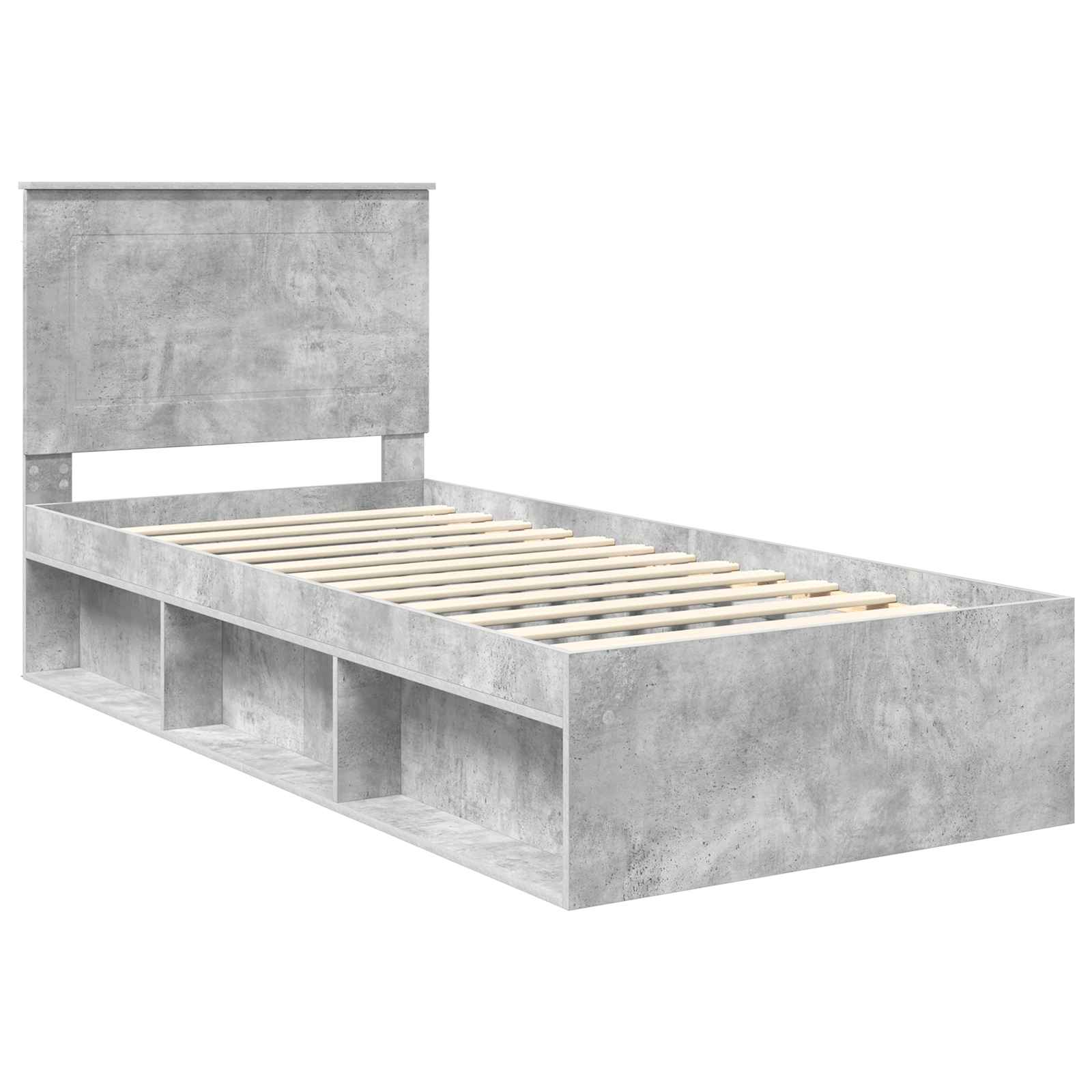 Cadre de lit gris béton 90 x 190 cm pin massif - 4