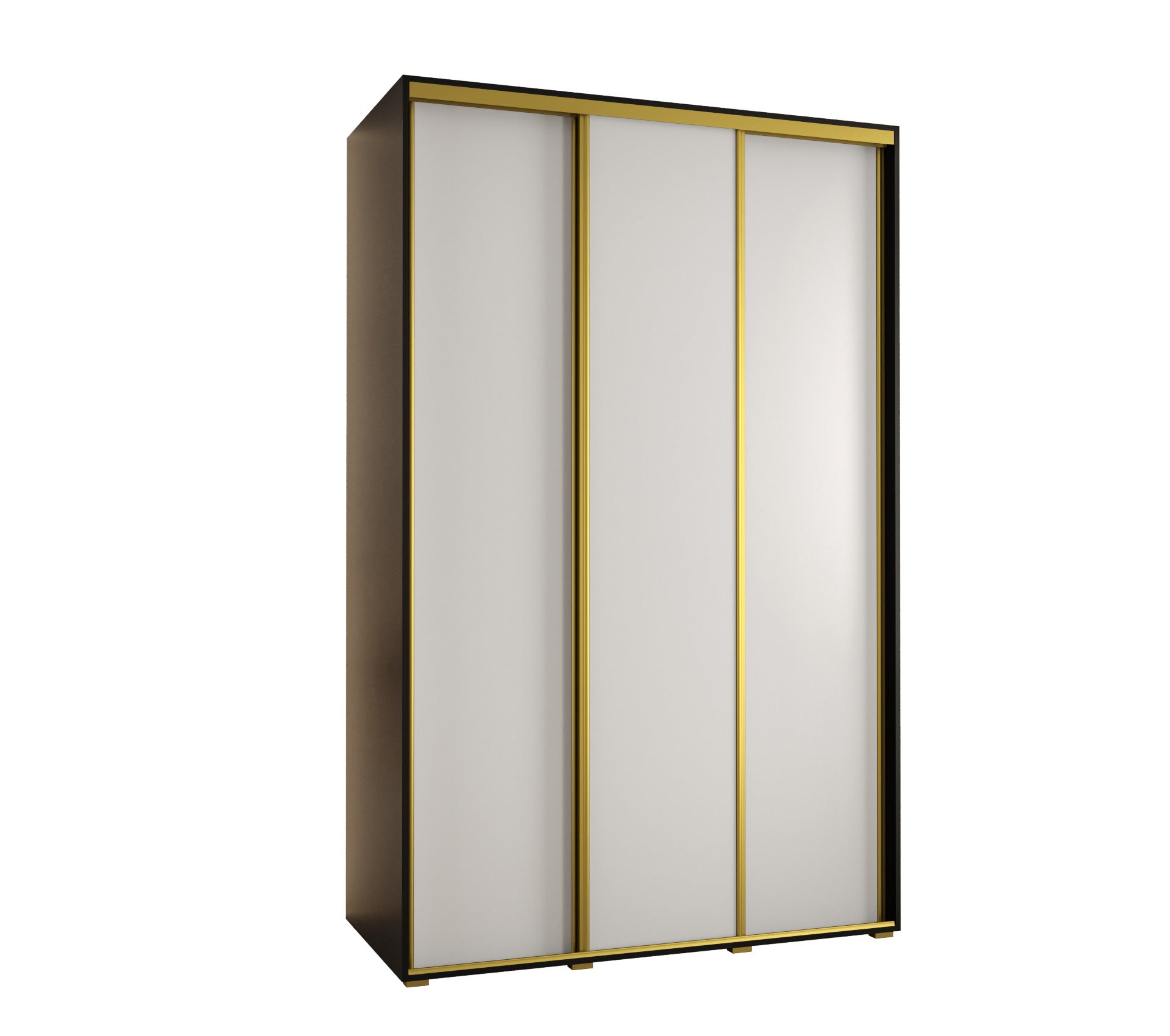 Szafa przesuwna wysoka Davos 1 150 x 45 x 235,2 cm czarny + biały + u. złoty - Abiks Meble