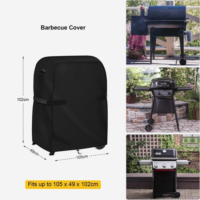RICHIE Copertura per barbecue, copertura per barbecue da esterni, 183 x 66 x 130 cm, 420 denari, resistente, impermeabile, con velcro, antivento, resistente ai raggi UV e antistrappo, colore nero RICHIE Copertura per barbecue, copertura per barbecue da esterni, 183 x 66 x 130 cm, 420 denari, resistente, impermeabile, con velcro, antivento, resistente ai raggi UV e antistrappo, colore nero