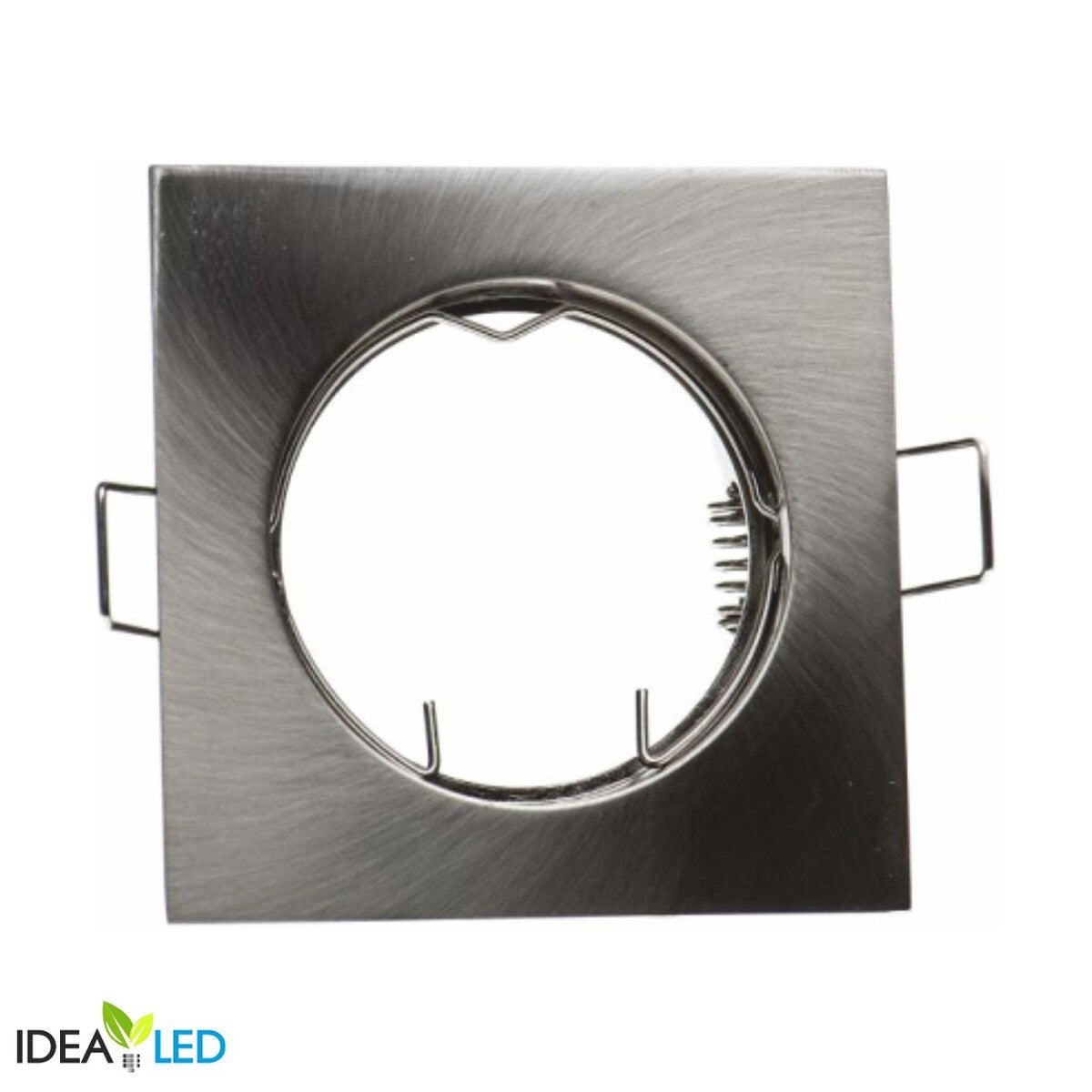 Oprawa sufitowa wpuszczana oczko srebrna satyna 1xGU10x50W kwadratowa IP20 wym: 2,8 x 8 x 8 cm aluminium IdeaLED