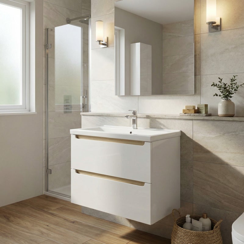 Mueble de baño con lavabo naturel stilla 80x60x45 cm, blanco (stillad08057u3)