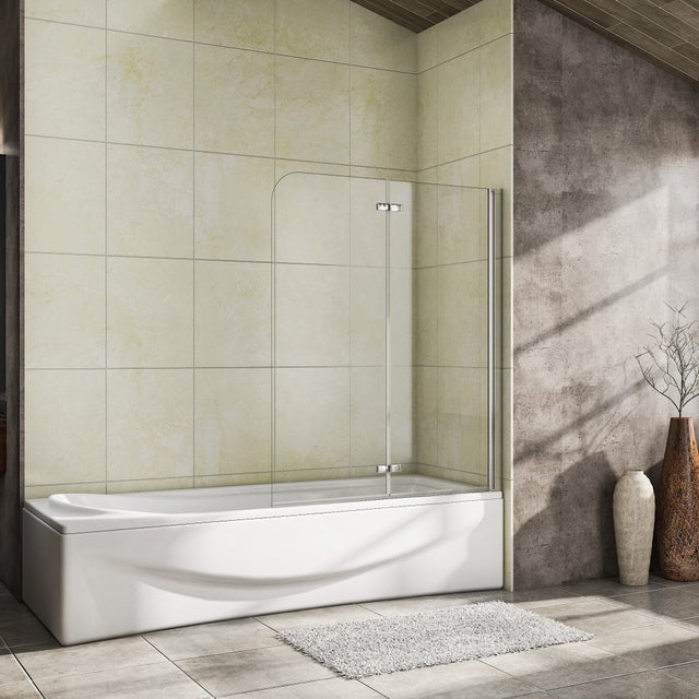 Sopravasca da Bagno Doccia 120x140cm Due Ante Apribili Vetro Temperato Trasparente 6 mm Anticalcare Telaio In Alluminio Cromato Lucido