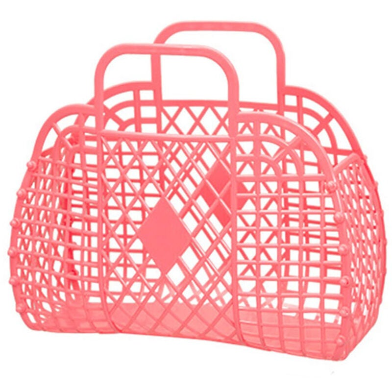 Wielokrotnego użytku składany plastikowy kosz do przechowywania, na plażę, do domu, na zakupy, na zabawki, na ubrania, czerwony 250x110x220mm