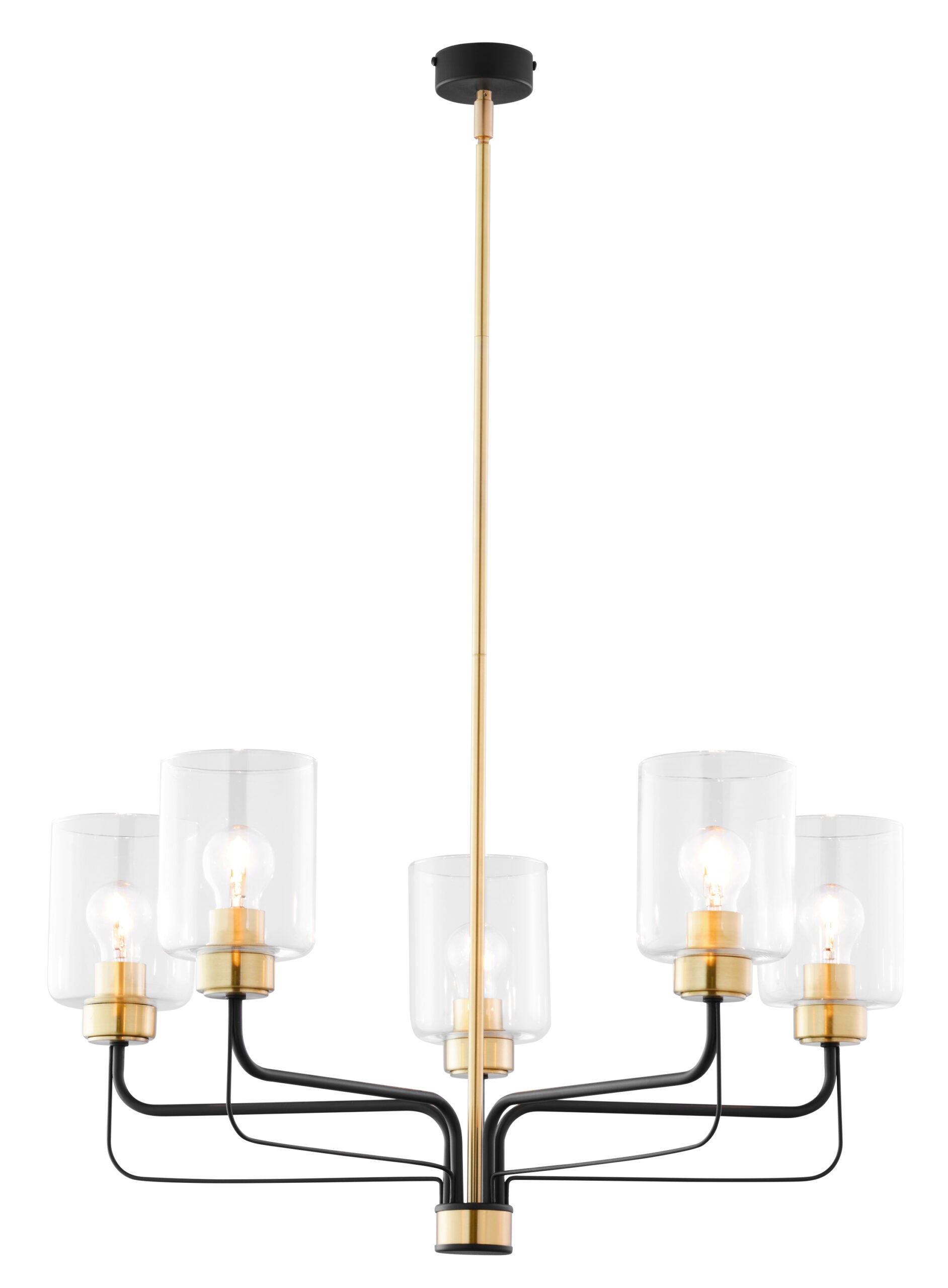 Lampa wisząca CERES złoto-czarna-przezroczysta 5xE27x20W metal wym:98x74x74cm IP20 Jupiter