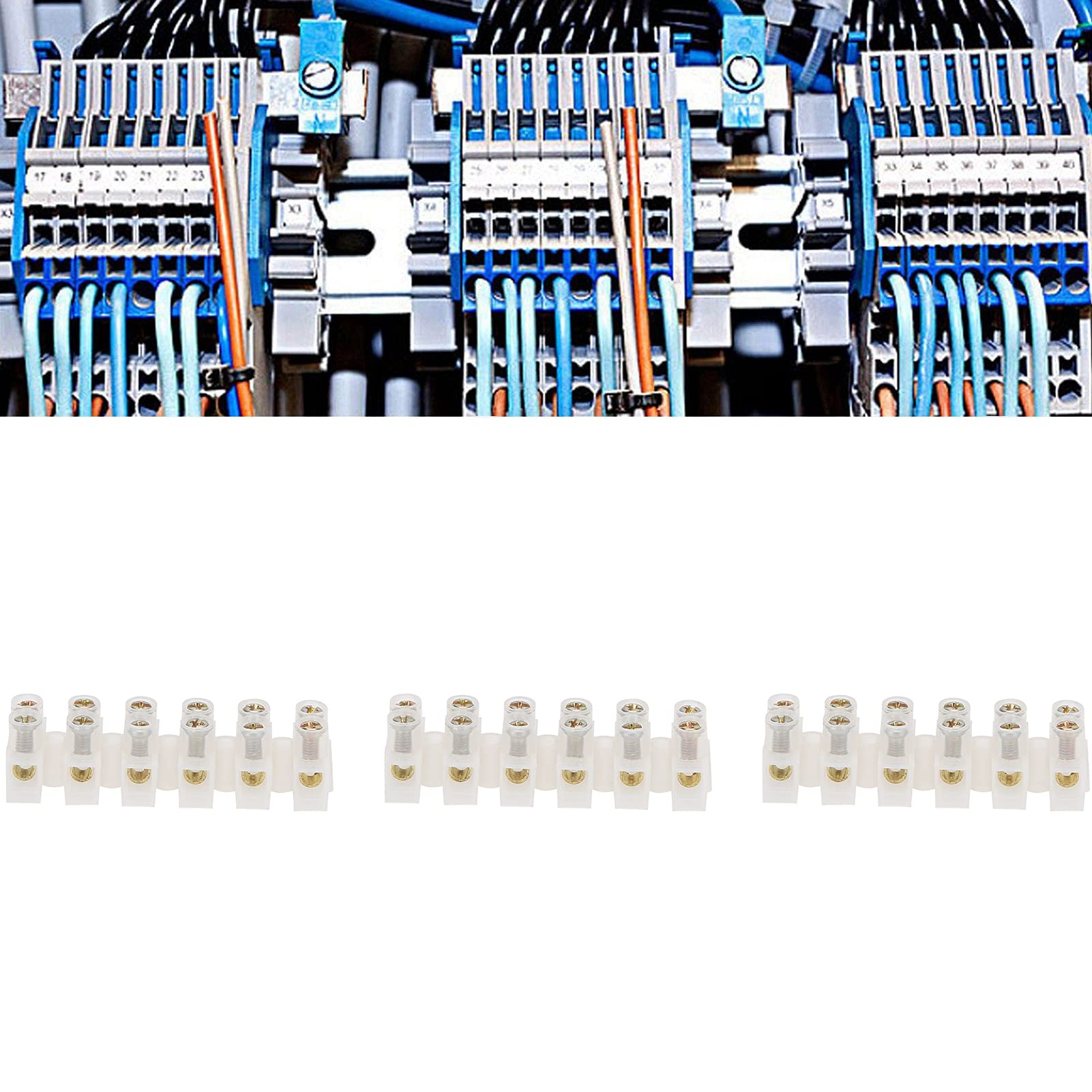 20 pezzi morsettiera striscia ignifuga passante connettore filo 10A forniture industriali (sei in sei out) - 2