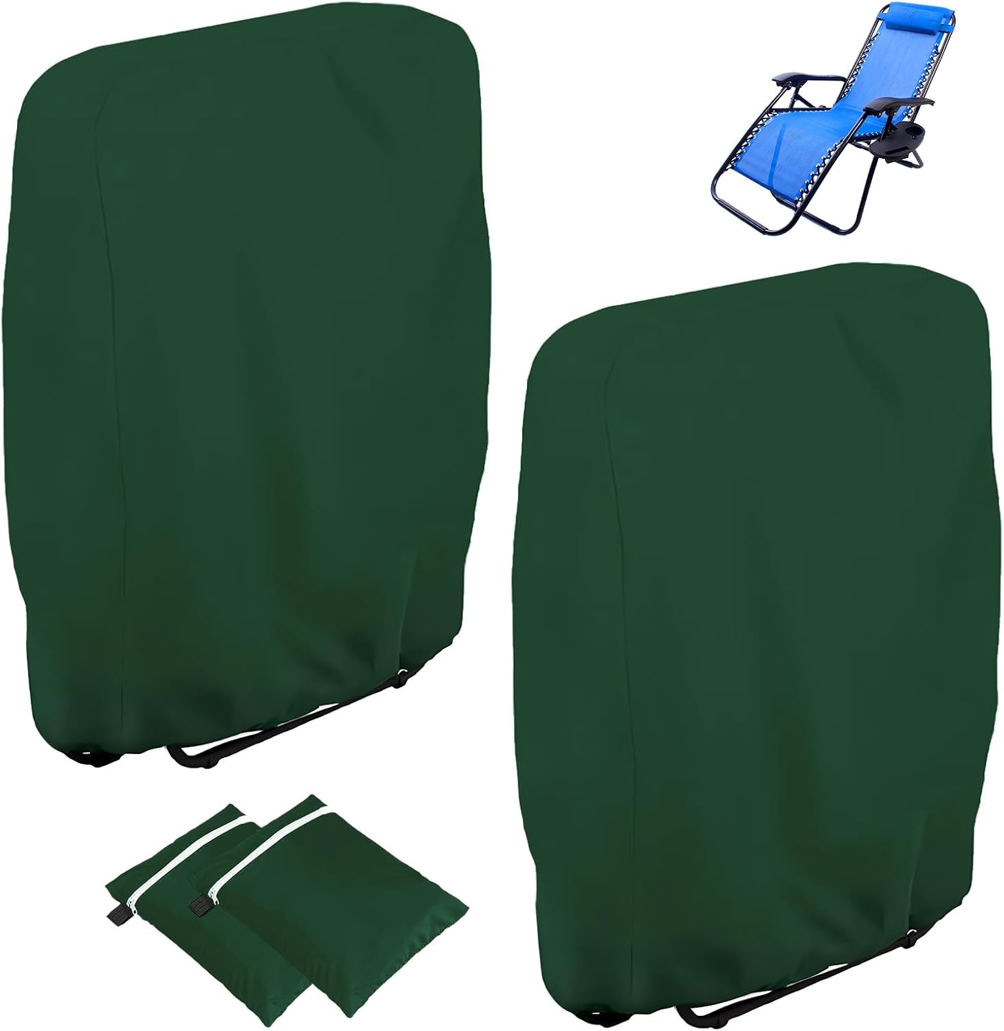 2-pak składanych pokrowców na leżaki, Oxford, wiatroodporne, odporne na promieniowanie UV i wodoodporne (zielone)