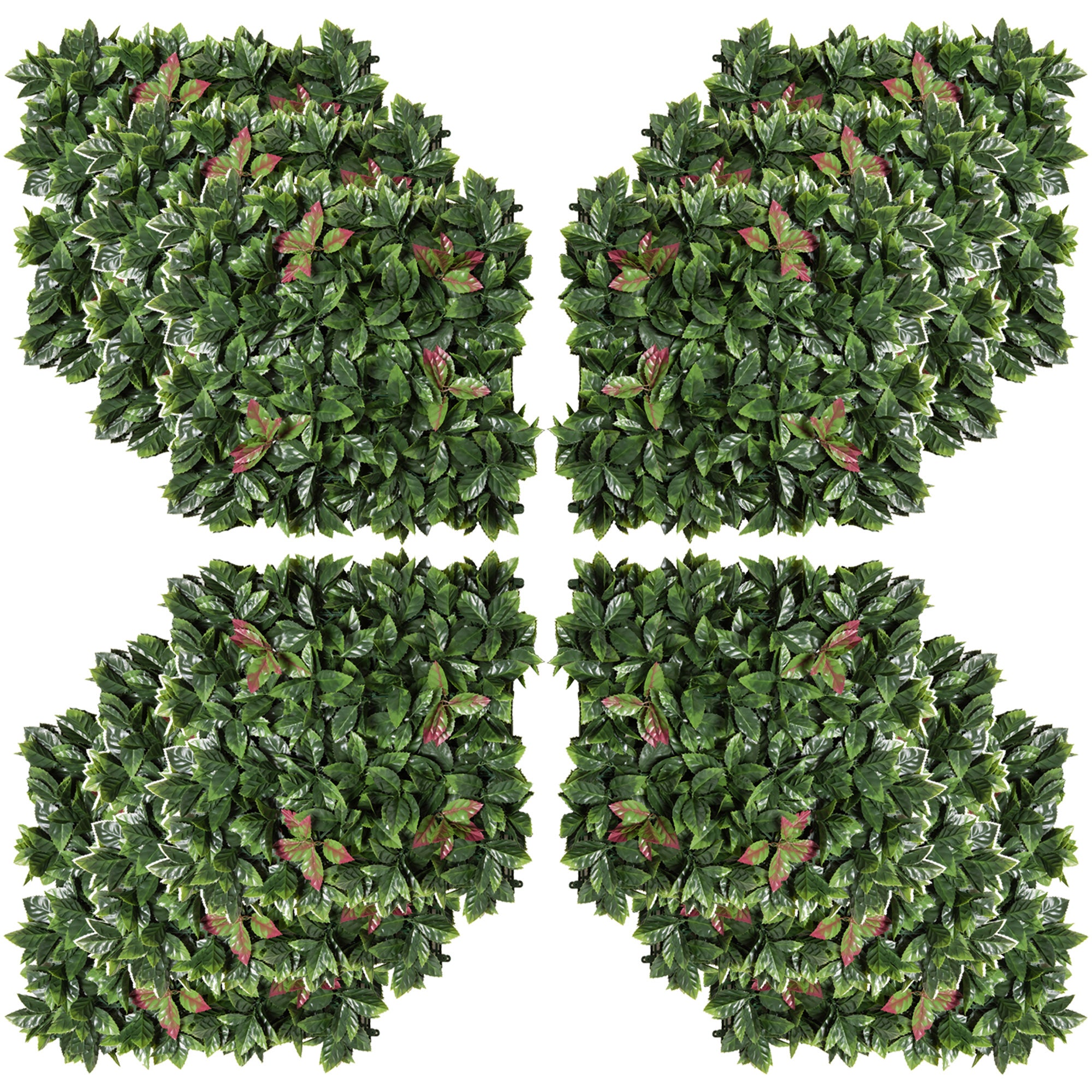 Sztuczne panele roślinne 12 sztuk 50x50 cm - Ściany ogrodowe z liśćmi rododendronów, ekran prywatności do użytku zewnętrznego i wewnętrznego