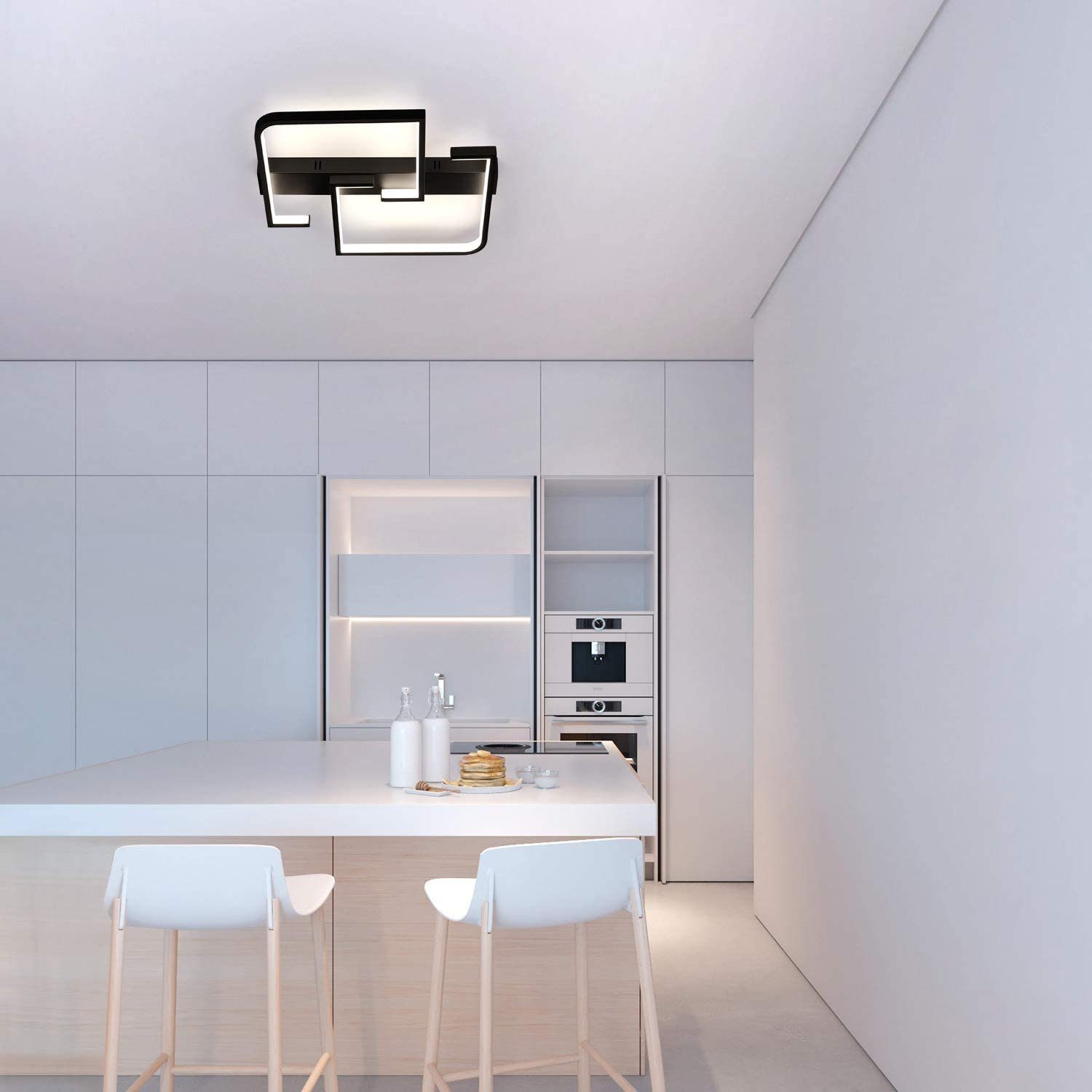 NETTLIFE plafonnier LED 35W noir lampe de salon dimmable avec télécommande design moderne lampe de table à manger lampe de bureau lampe de couloir - 9