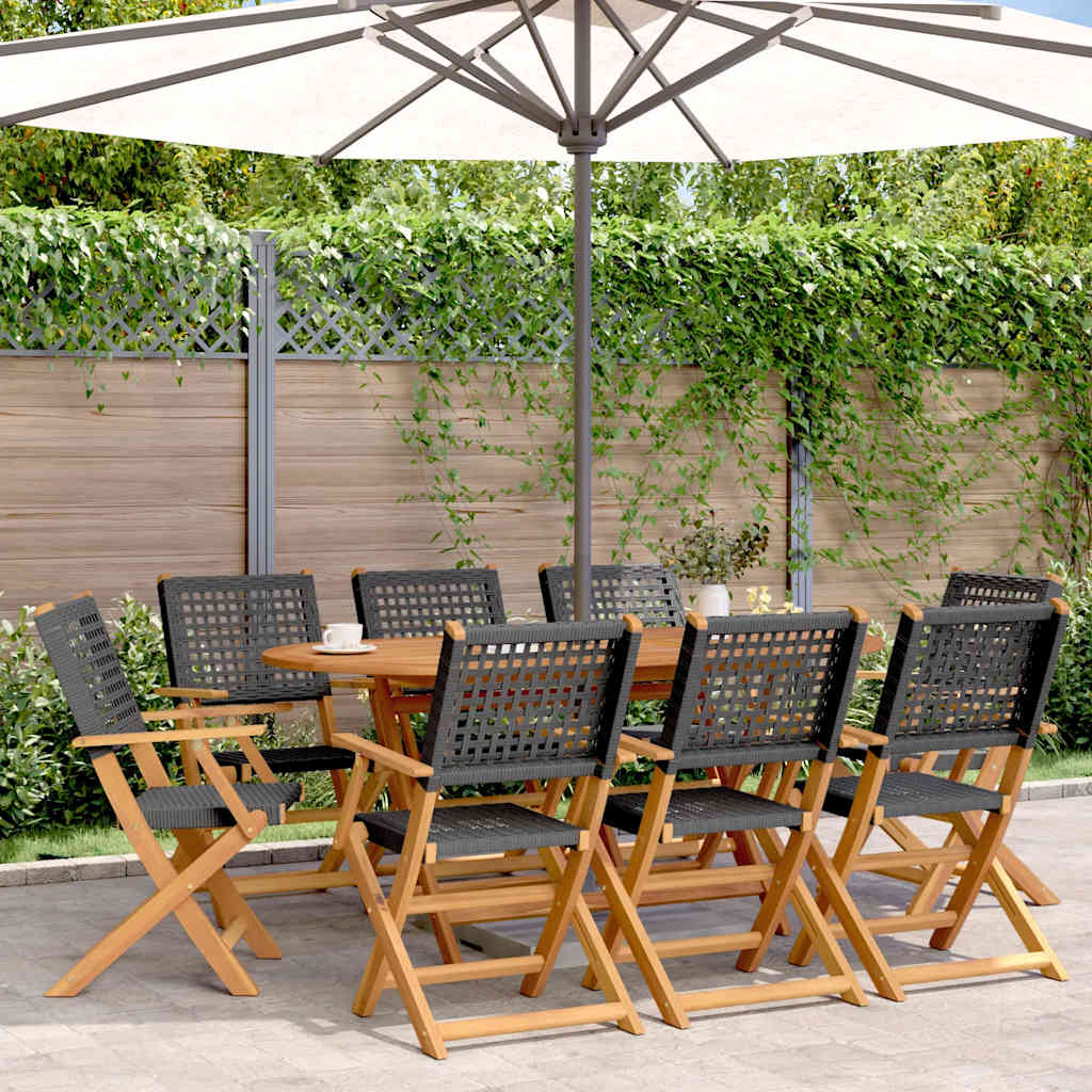 Chaises de pliantes lot de 8 noir poly rotin bois massif | Leroy Merlin