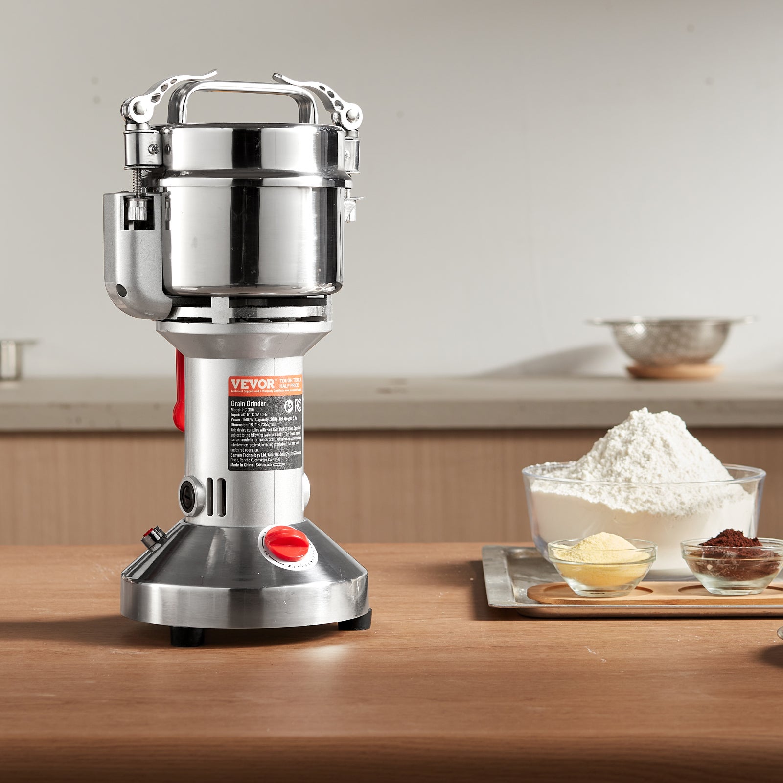 moulin à épices électrique,VEVOR broyeur à grains Commercial 1500W,en acier inoxydable,broyage droit et rapide des grains et du poivre - 8