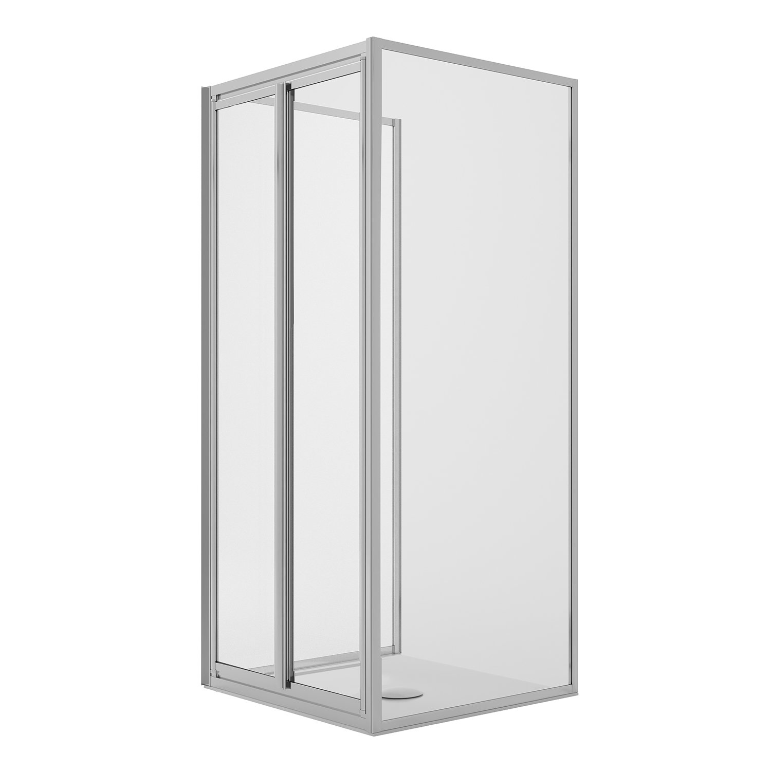 Box Doccia 3 lati 90x80x90CM H185 Cristallo Trasparente 2 Fissi+Saloon 2 Ante Battente 80 mod. Clint - 6