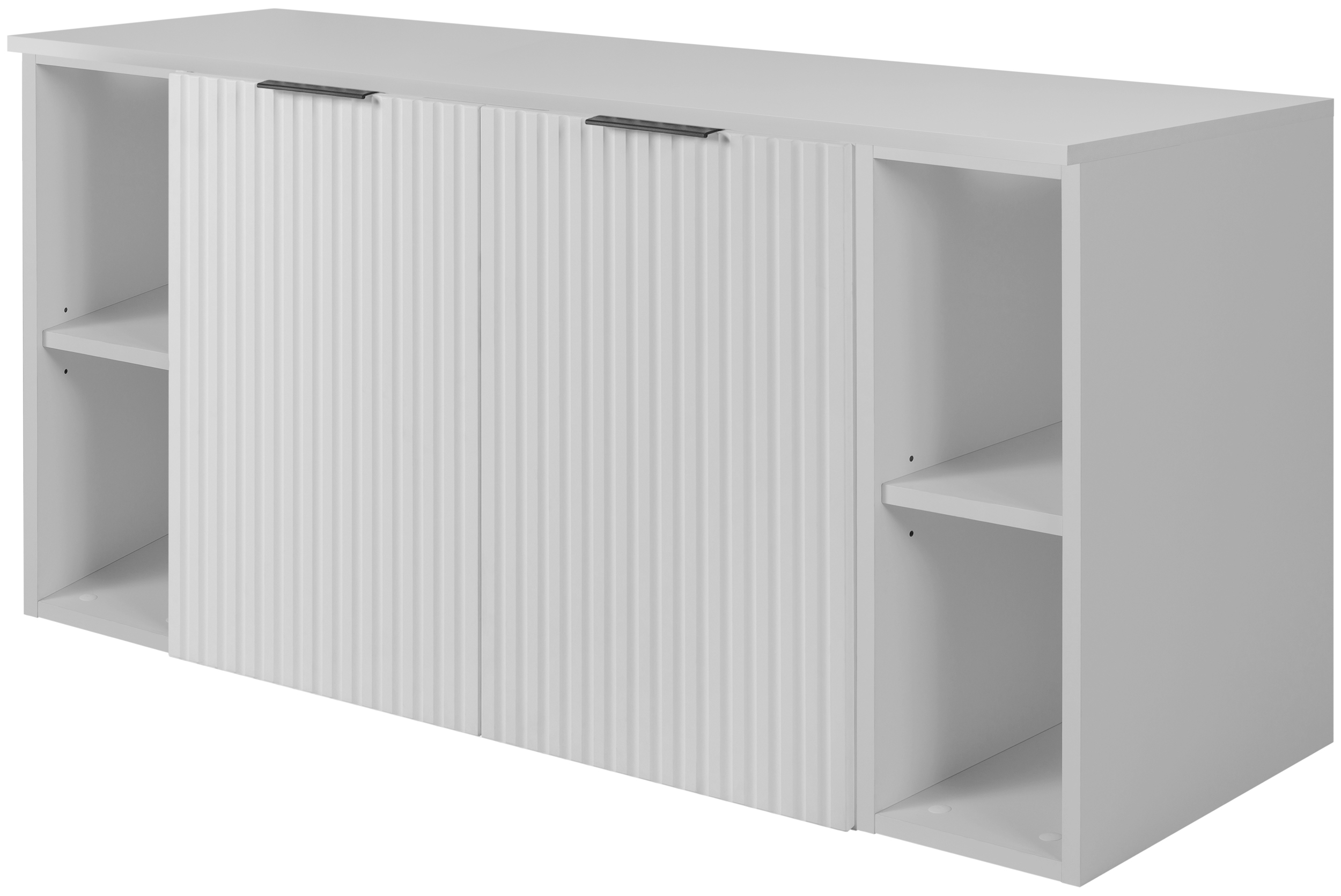 Zestaw łazienkowy FLOW 160 cm biały z regałami ryflowany front