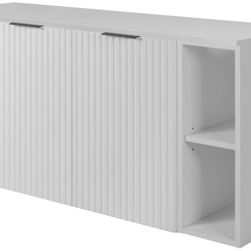 Zestaw łazienkowy FLOW 160 cm biały z regałami ryflowany front