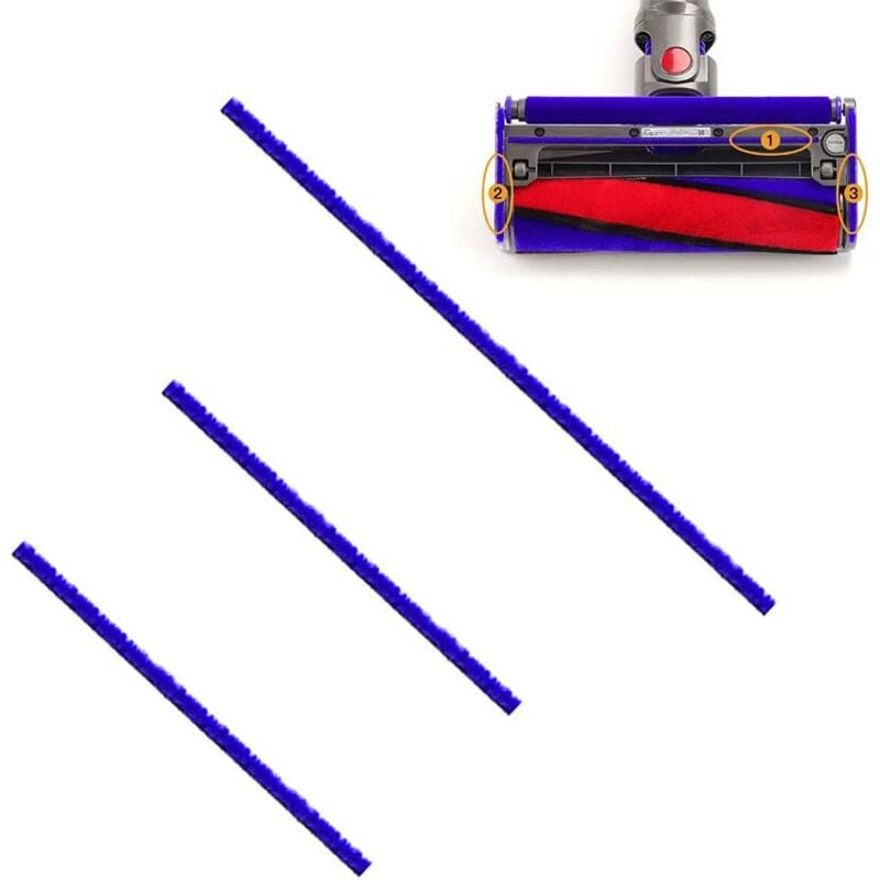 Zestaw 3 miękkich, samoprzylepnych pasków z pluszu, zamienników do odkurzacza Dyson V7 V8 V10 V11