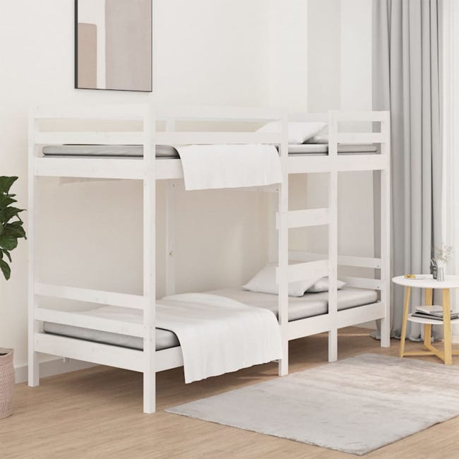 Lit Superposé 80x200 Cm Bois De Pin Massif Sans Matelas - Structure Robuste Pour Chambre Enfant/Adolescent