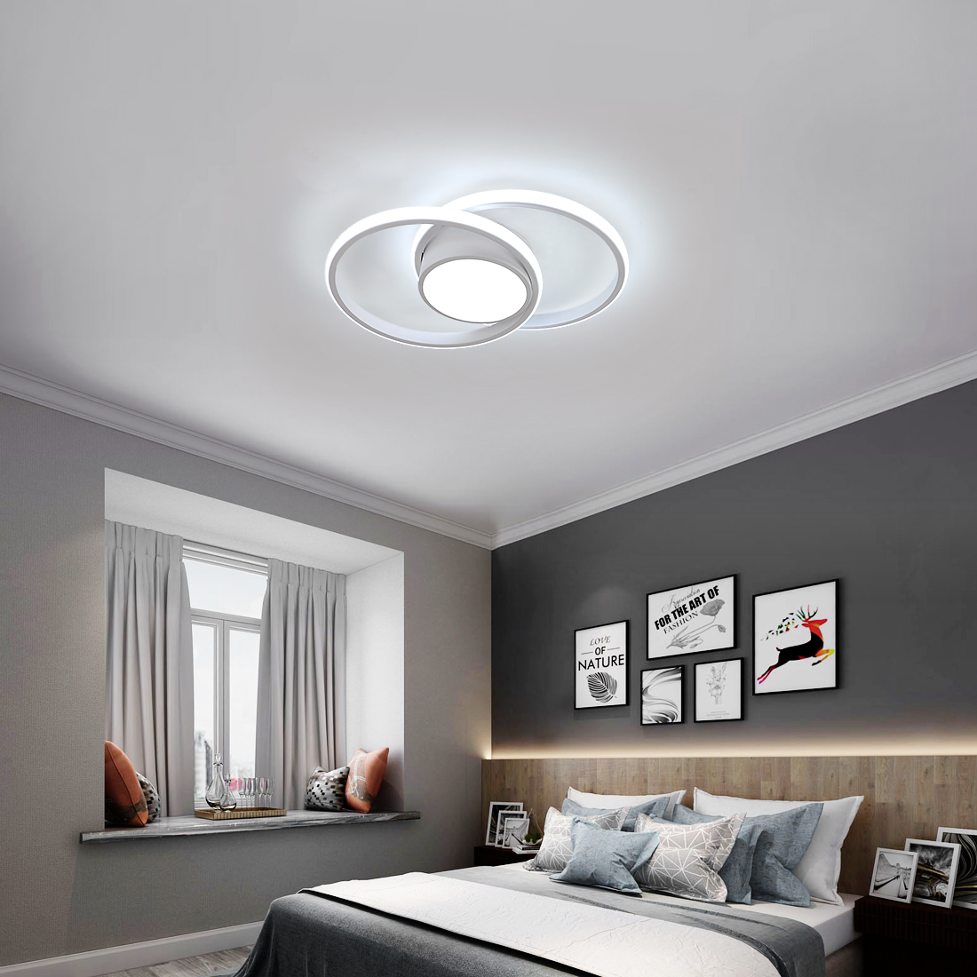 GOECO Plafonnier LED pour Chambre 42W, Éclairage Moderne Rond 4000lm, Parfait pour Chambre, Salon, Cuisine - Dia 40cm (Blanc), Lumière Blanche - 7