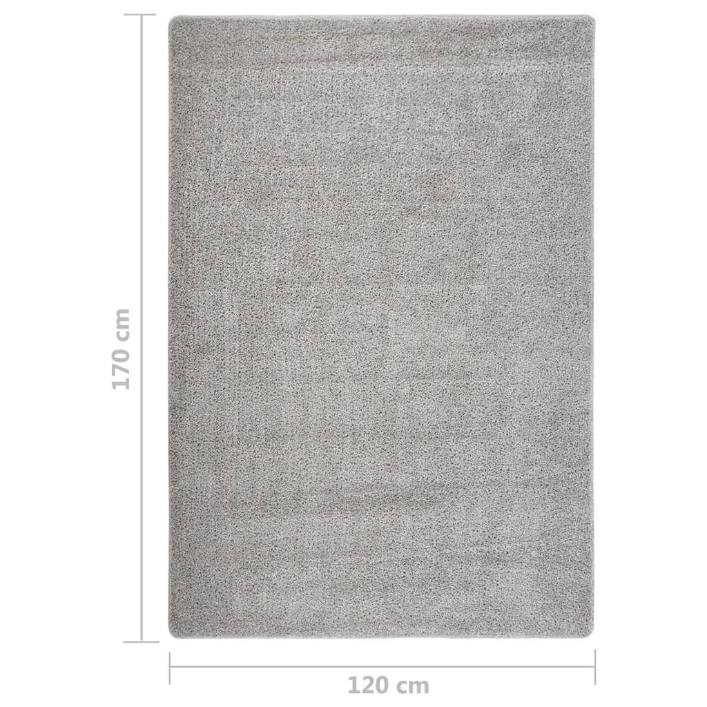 Alfombra peluda antideslizante gris claro, 120 × 170 cm - 5