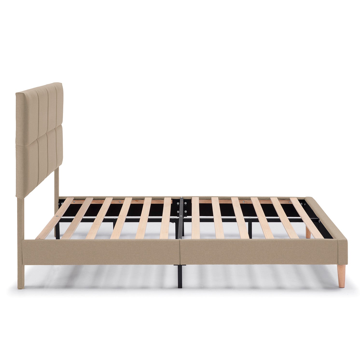 Estructura de cama tapizada Silvi de 30 cm, 150x190 cm, Beige - 4