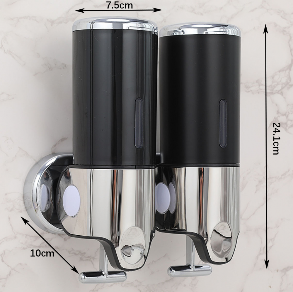 Dispenser Di Sapone Da Parete, 2 Pz. Portasapone Ricaricabile Da 250 Ml Acciaio Inox E Vetro Marrone Nero Relaxdays 96187957 - 5