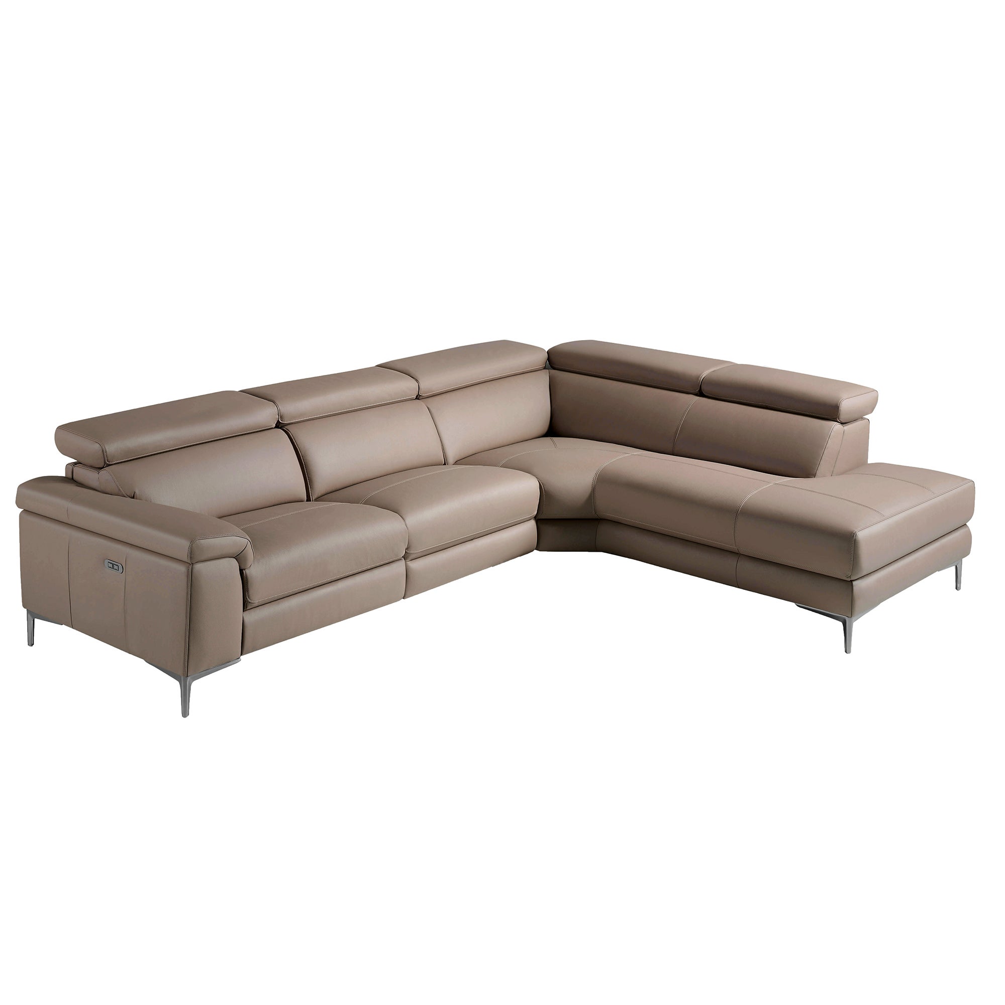 Sofa relaksacyjna z prawym szezlongiem ze skóry norek 295 x 232 x 97 cm