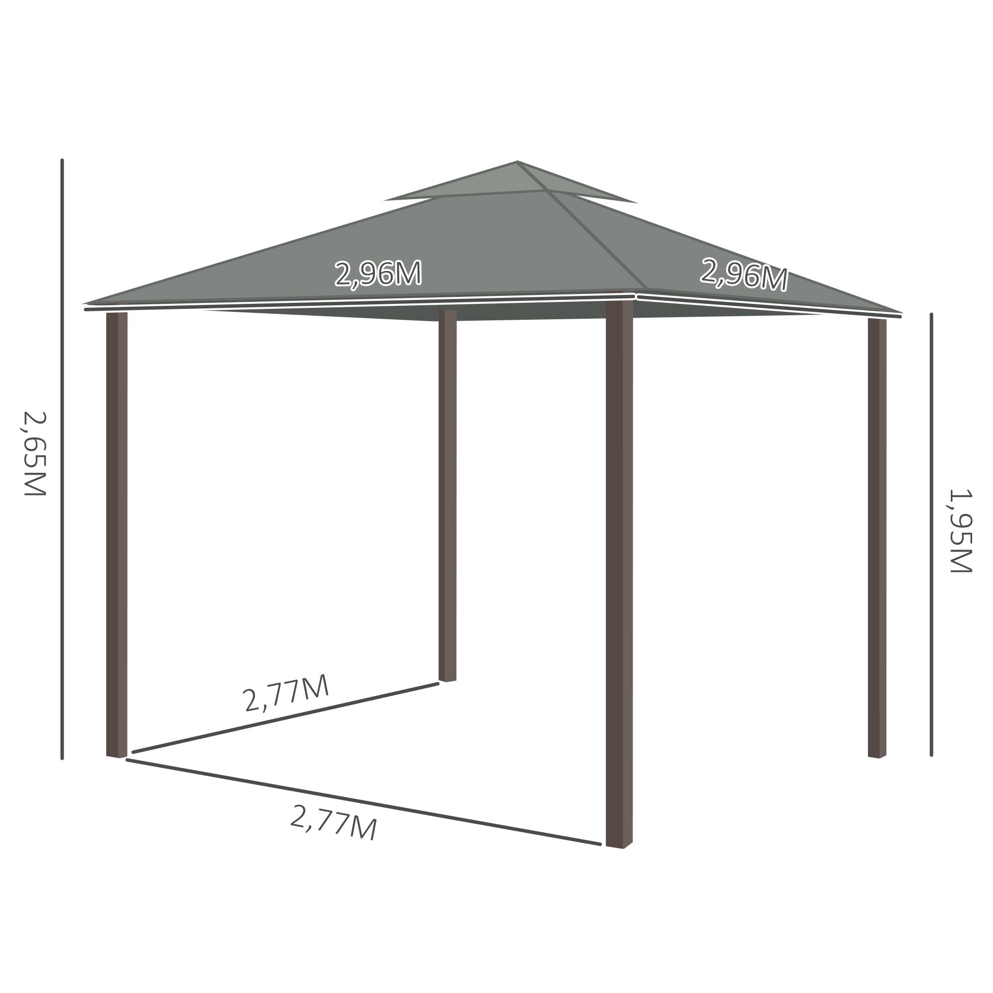 Tonnelle de jardin aluminium Outsunny - 3