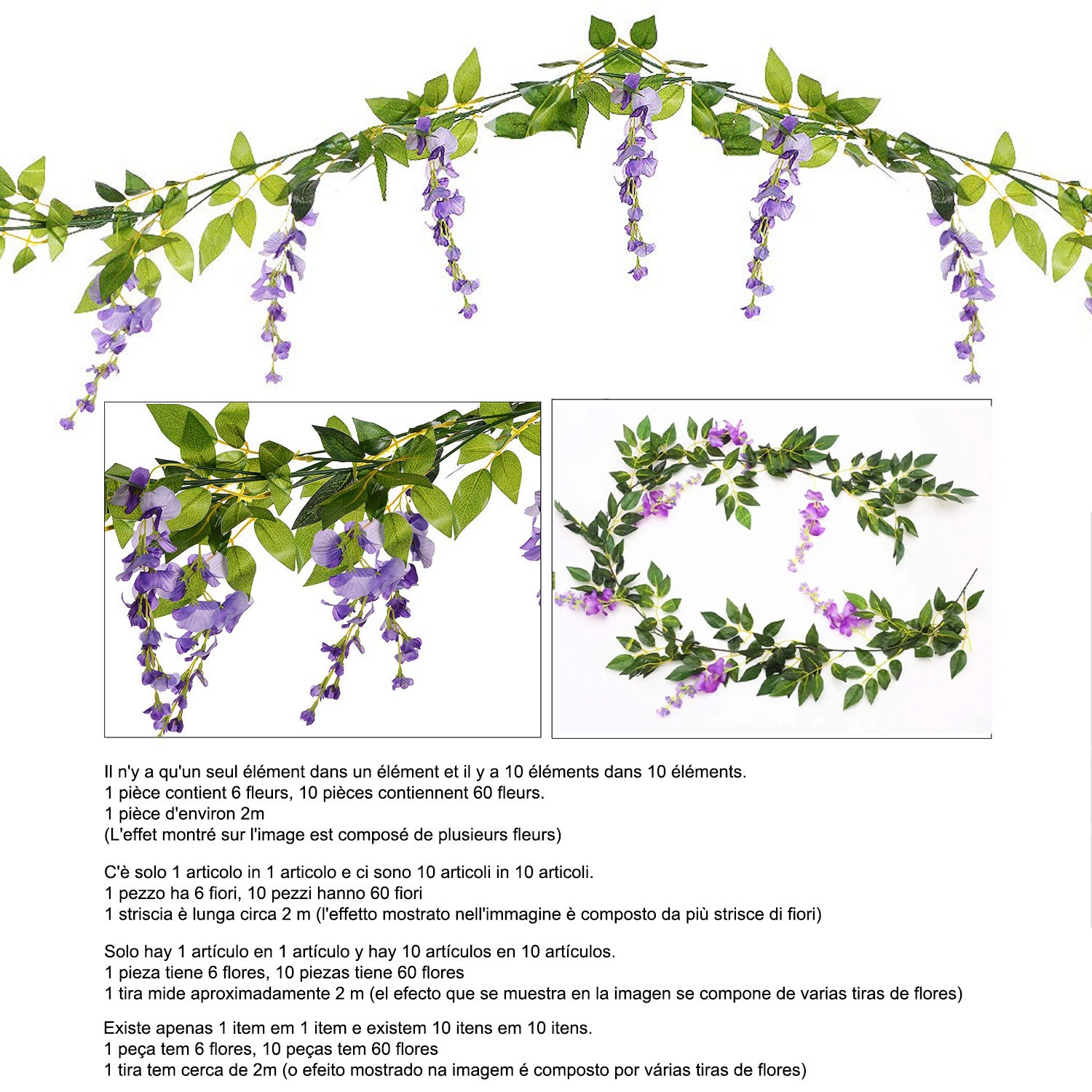 2 Rami Finti Di Fiori Di Ciliegio | 1.8m Bianchi Decorativi - Foto 14