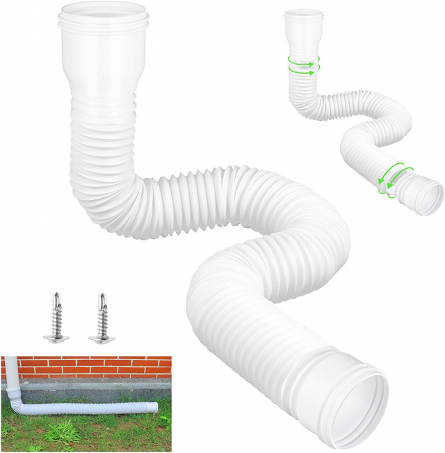 Extensão de descida flexível e retrátil, comprimento do conetor de 47 cm a 150 cm, fornecida com 2 adaptadores e 2 parafusos (branco)
