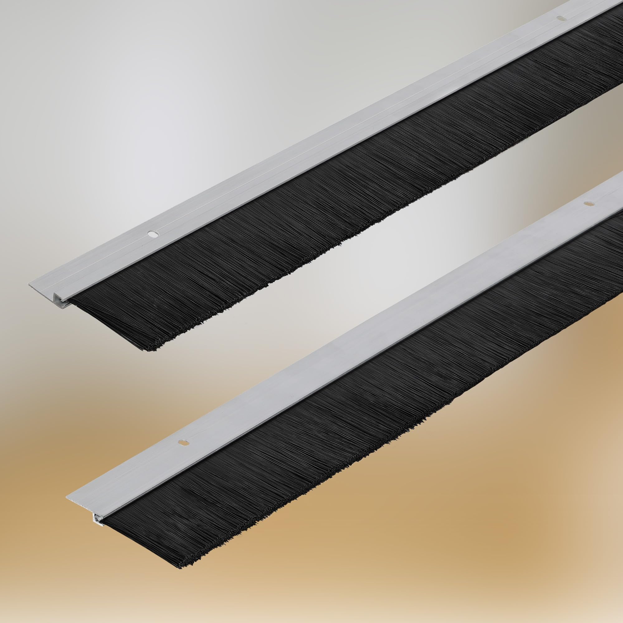 Joint de brosse en aluminium à visser 100 cm x 45 mm bas de porte isolant anti froid balai porte d'entrée et de garage - KOTARBAU - 6