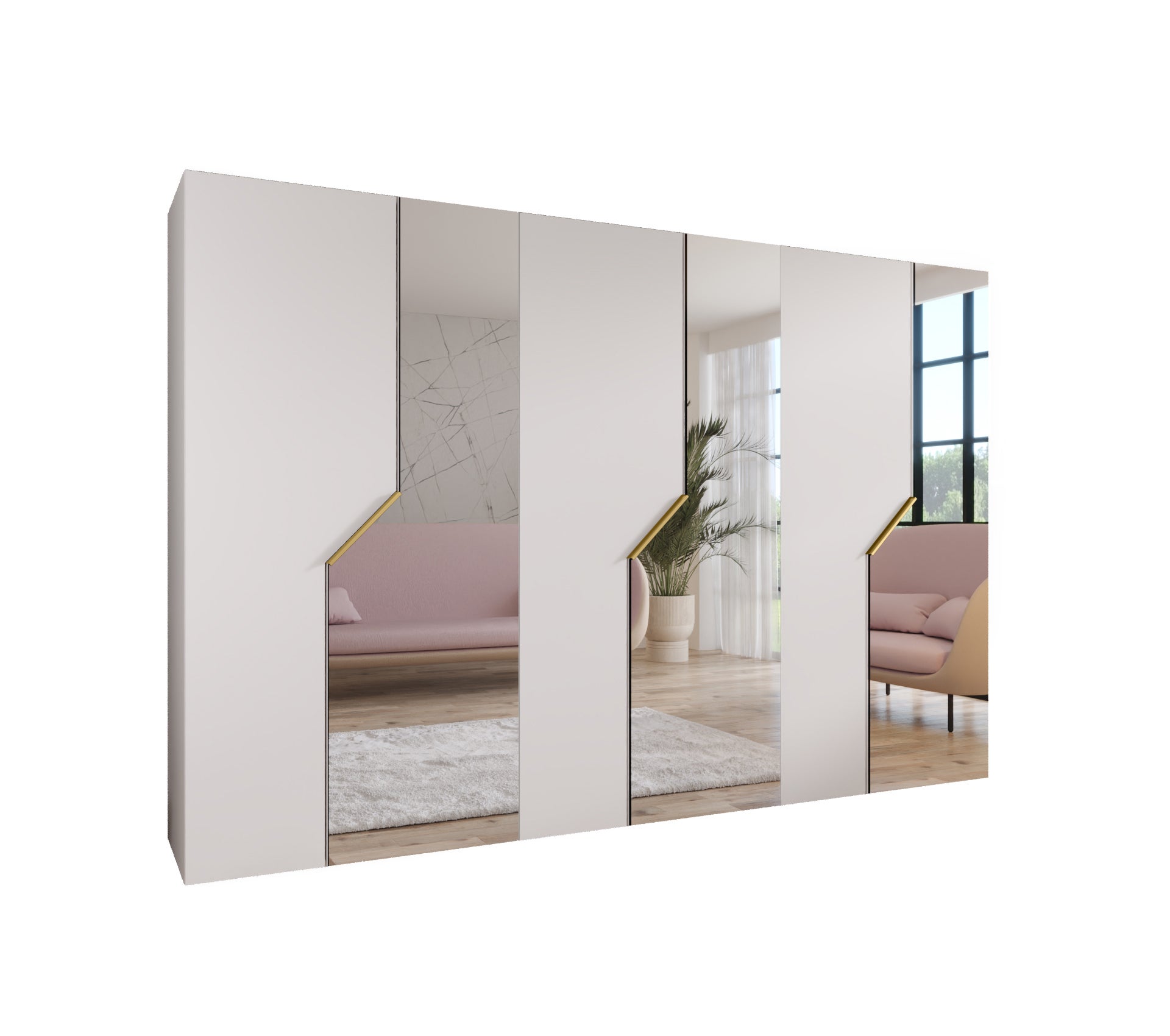 Szafa uchylna otwierana Andrew 2 300 (100x3) x 52 x 202 cm biały + u. Złoty Abiks Meble