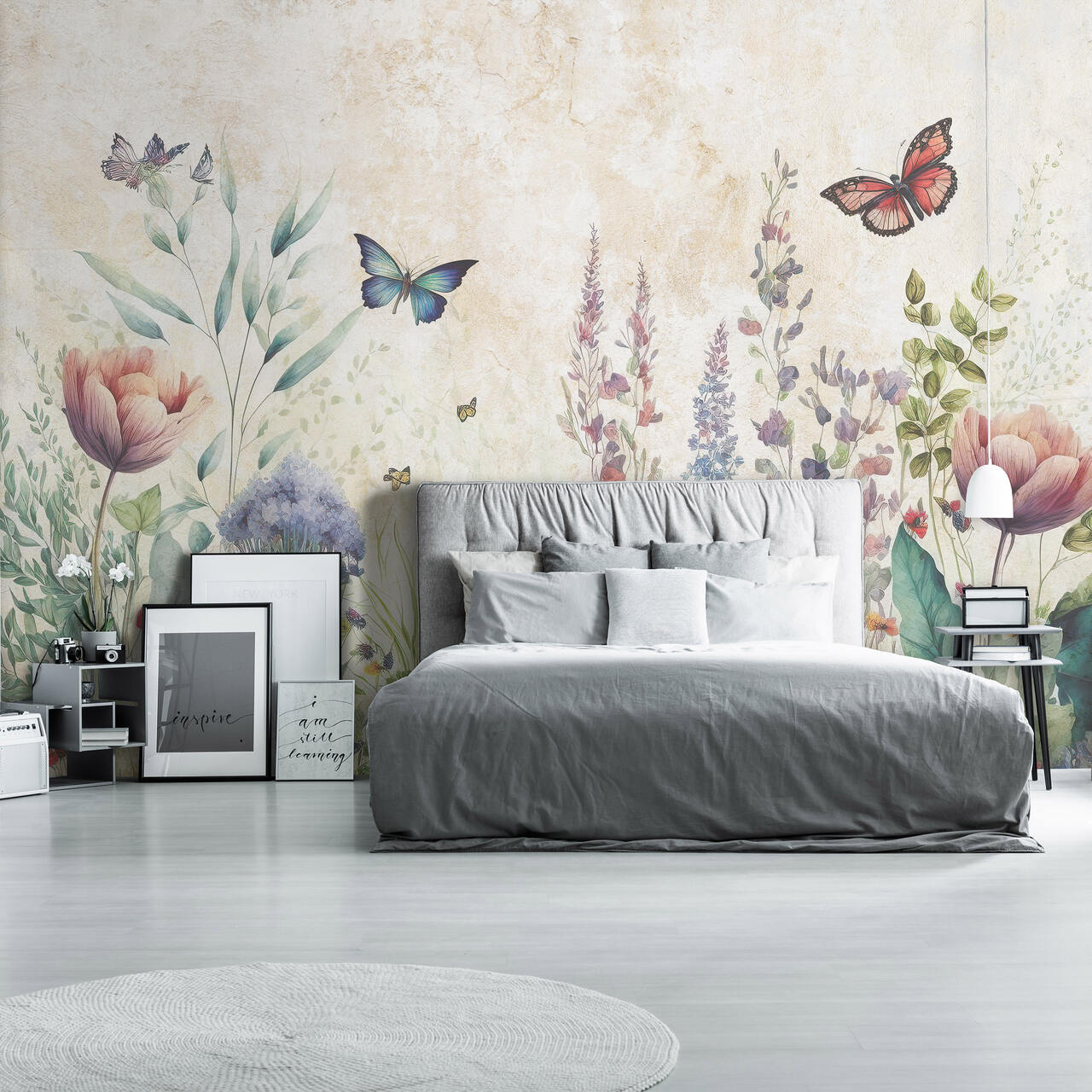 Papier Peint Intissé Panoramique Fleurs Pré 368x254 cm - Colle Inclus - Chambre et Salon - Moderne Trompe l'oeil - 2