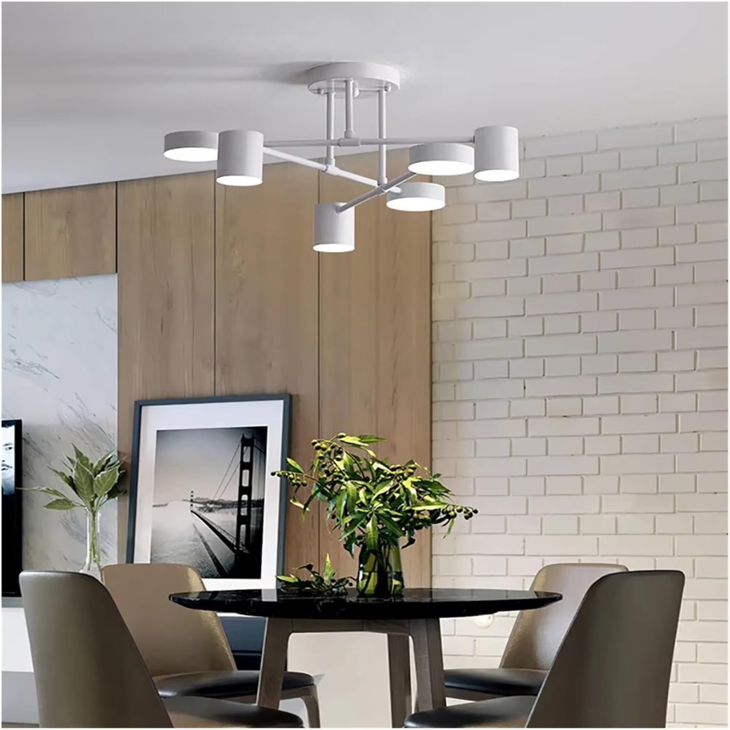 Kreatywny, nowoczesny żyrandol, półwpuszczana lampa sufitowa LED, dekoracyjny żyrandol do domu, światło trójkolorowe, czarny - 5