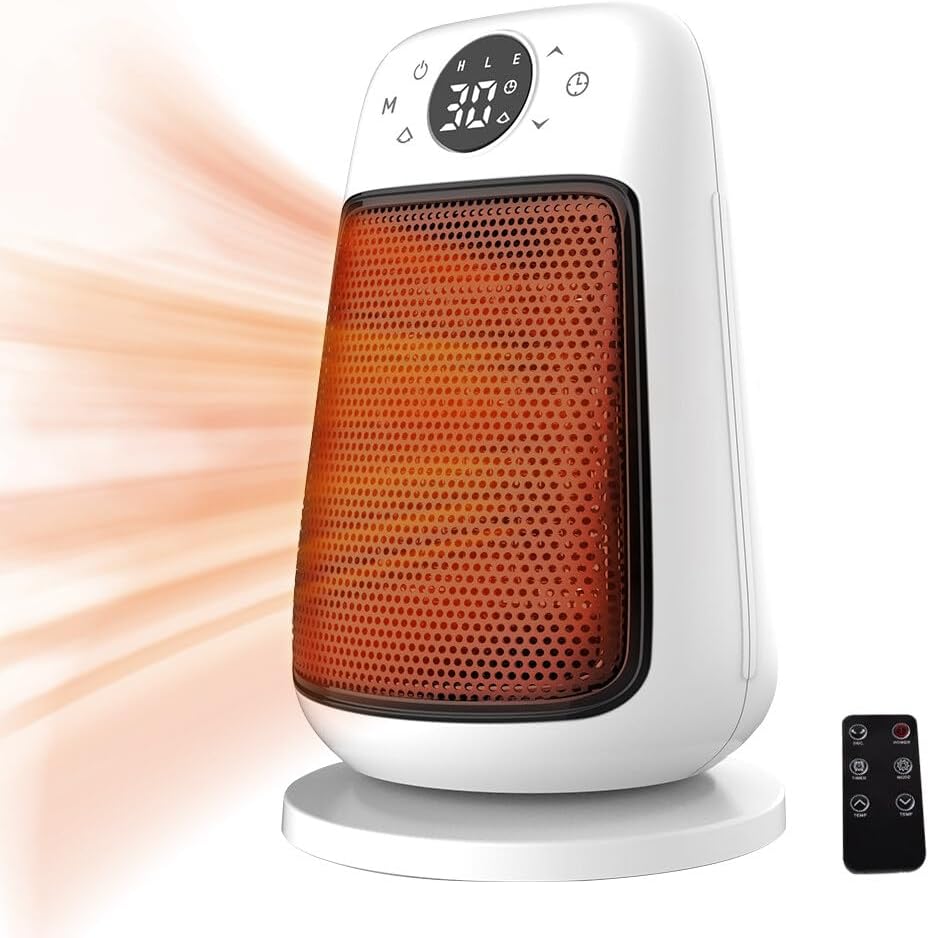 Chauffage D'appoint 1500W Avec Oscillation 70° - Thermostat Réglable, Minuterie 12h, Mode ECO - Silencieux Et Sécurisé