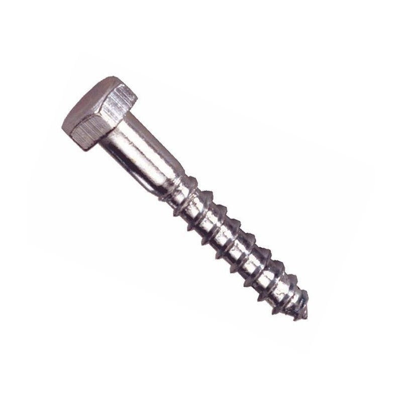 Tirefonds Inox A2 5x50 Mm Tête Hexagonale – Boîte De 200 Pièces