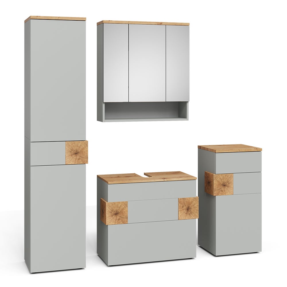 Vicco Zestaw mebli łazienkowych Eden, Szary/Artystyczny, 4 części