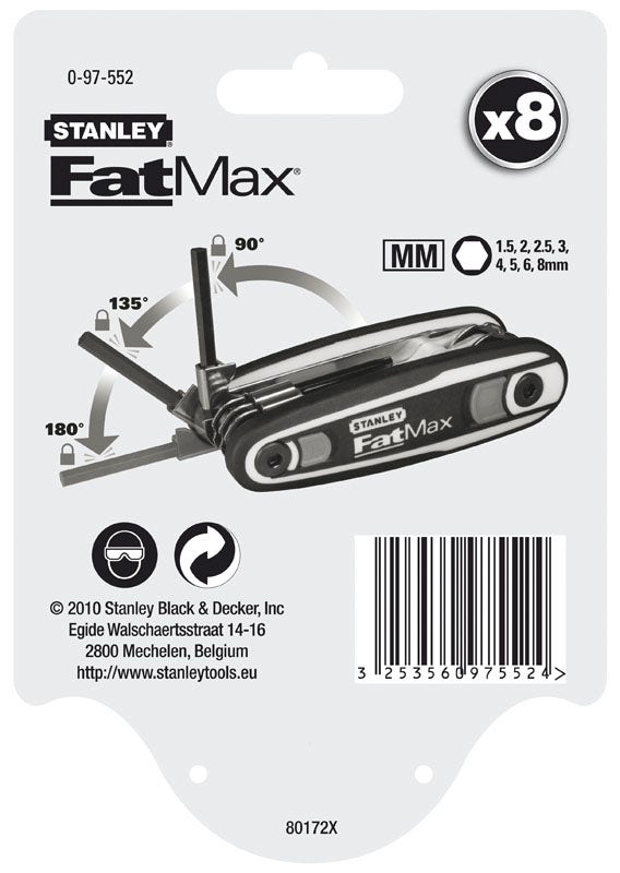 Stanley - Clé mâle sur support verrouillable - jeu de 5 pcs FATMAX® - 0-97-553 - 5