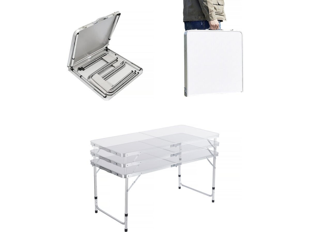 Ensembe table de camping et 4 tabourets pliants - 125 x 60 cm - Blanc - 3