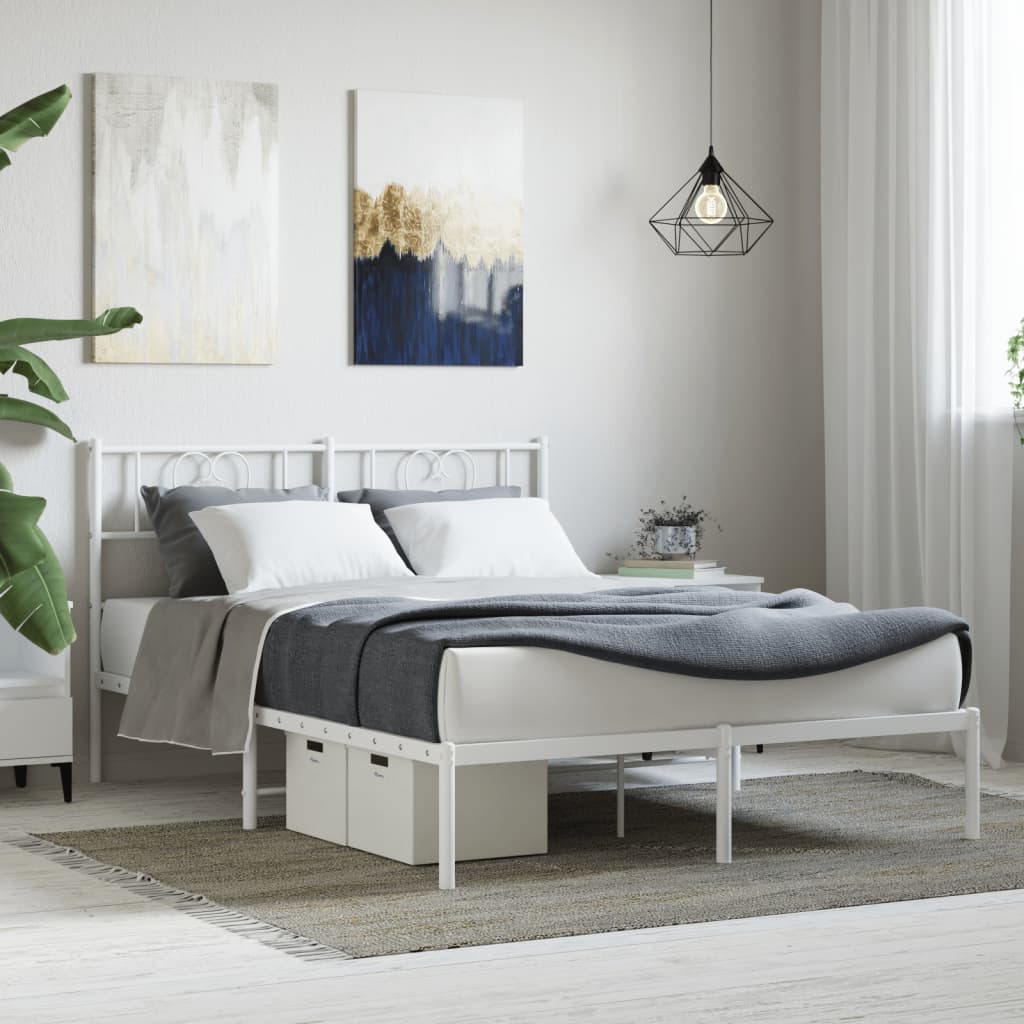Tête De Lit Métal Blanc 140 Cm VidaXL - En Acier Avec Revêtement Poudre, Design Classique, Pour Lit à Tubes Ronds