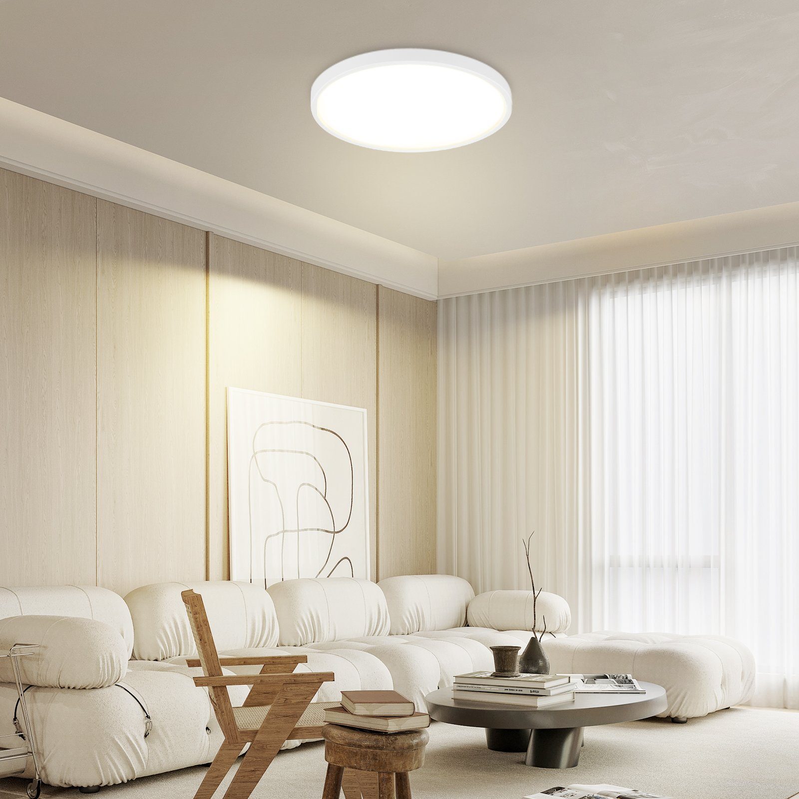 NETTLIFE Lámpara de Techo LED 24W 4000K 30cm Dormitorio Diámetro Plano Lámpara Redonda Blanca para Cocina Baño Pasillo - 8