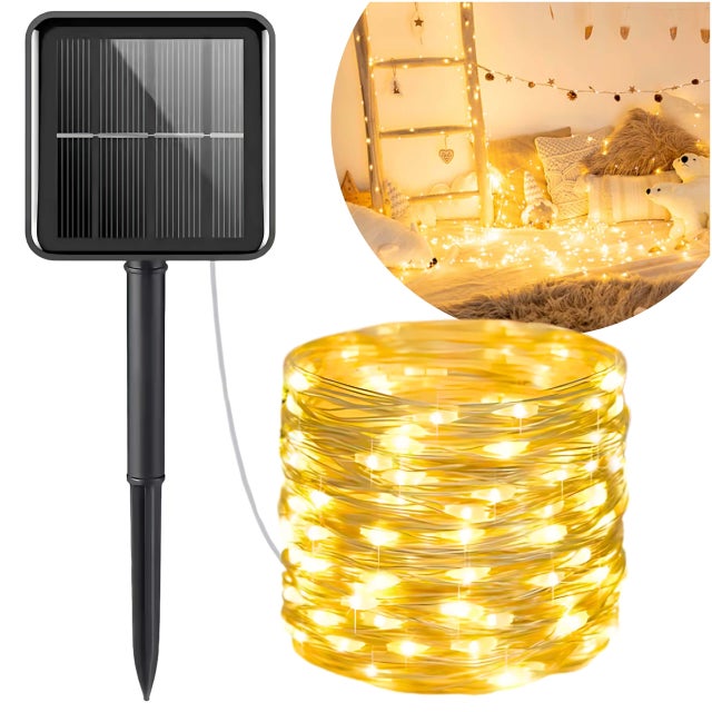 Girlanda Ogrodowa Lampki Solarne 200LED 22M, Druciki, Świąteczny Łańcuch IP65