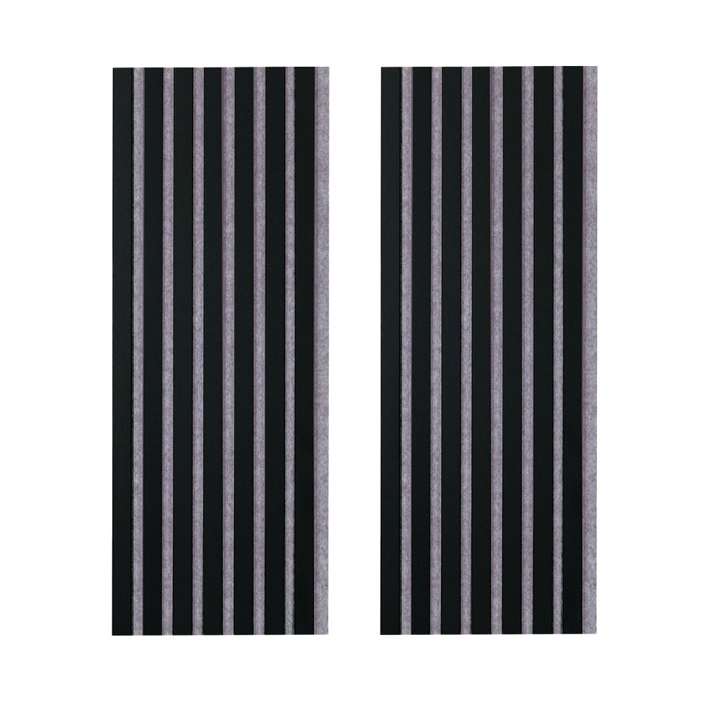 Lot de 2 Panneaux tasseaux bois MDF acoustique décor noir sur feutrine grise 2600x300x17mm PEFC 70% - 3