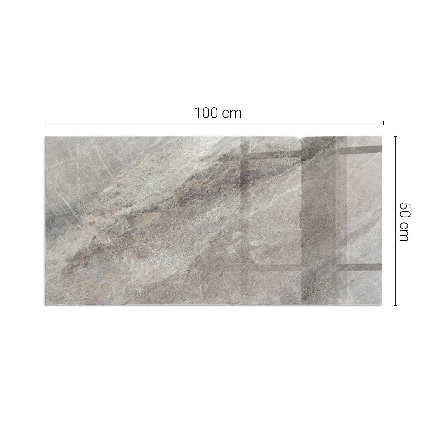 Prostokątna płyta szklana ochronna pod piecyk, kominek - 100x50 cm - Naturalny wzór kamienia - TULUP - 2