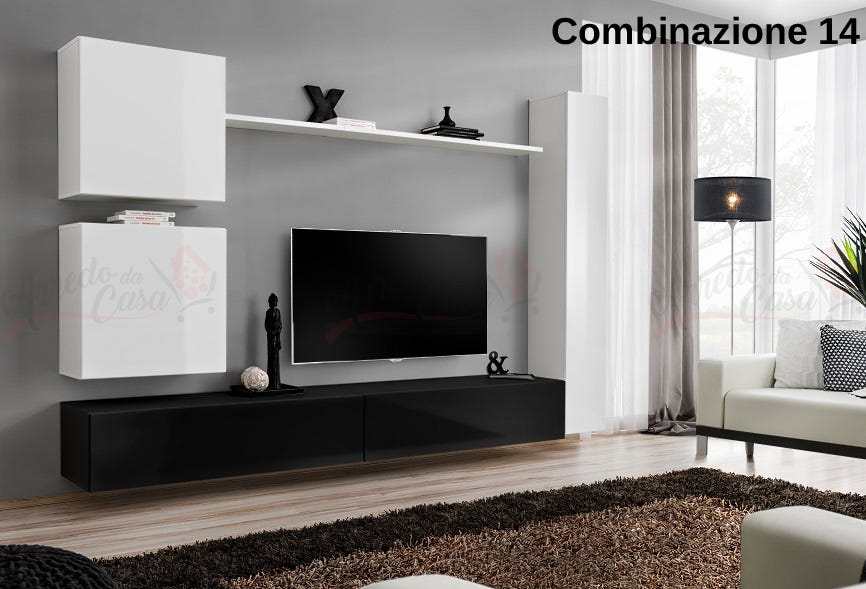 Parete Attrezzata Soggiorni Moderni Bianchi E Neri Parete