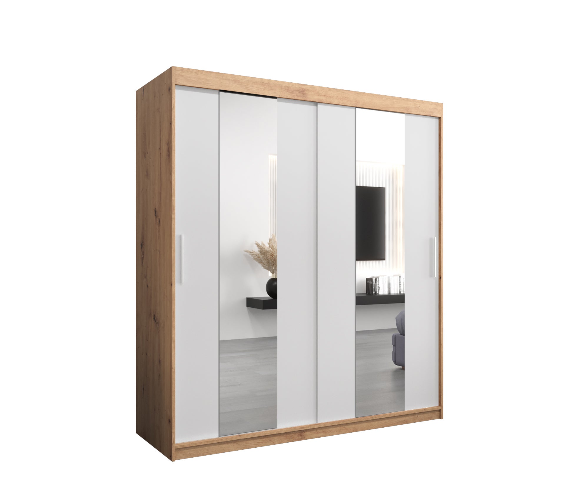 Szafa przesuwna garderoba POLE 180 x 62 x 200 cm Artisan + Biały - Abiks Meble
